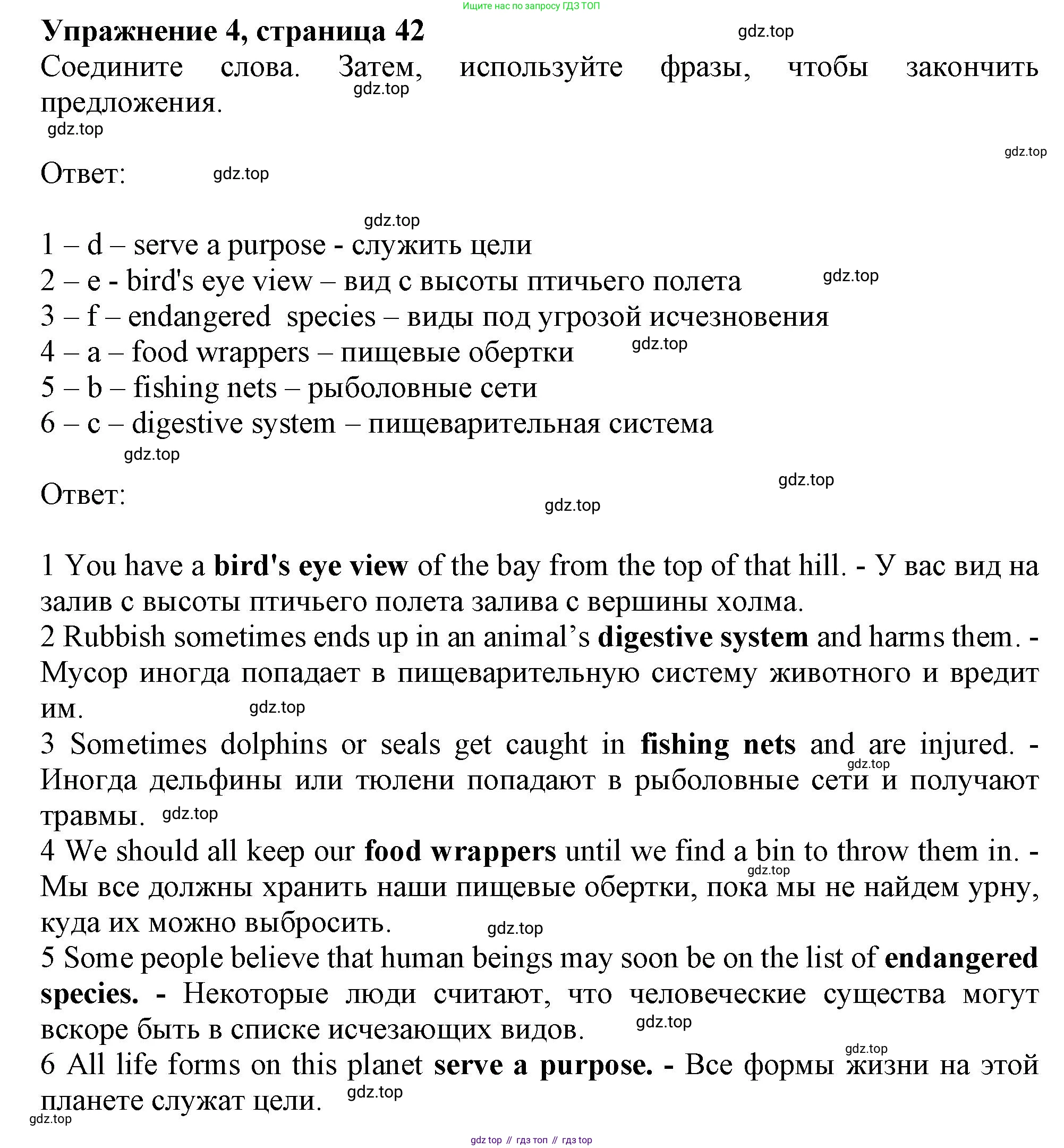 ГДЗ Английский язык (english), 10 класс Рабочая тетрадь (workbook), авторы: Афанасьева Ольга Васильевна (Afanasyeva Olga), Дули Дженни (Dooley Jenny), Михеева Ирина Владимировна (Mikheeva Irina), Оби Боб (Obee Bob), Эванс Вирджиния (Evans Virginia), издательство Просвещение, Москва, 2019, красного цвета, страница 42, номер 4, Решение 1