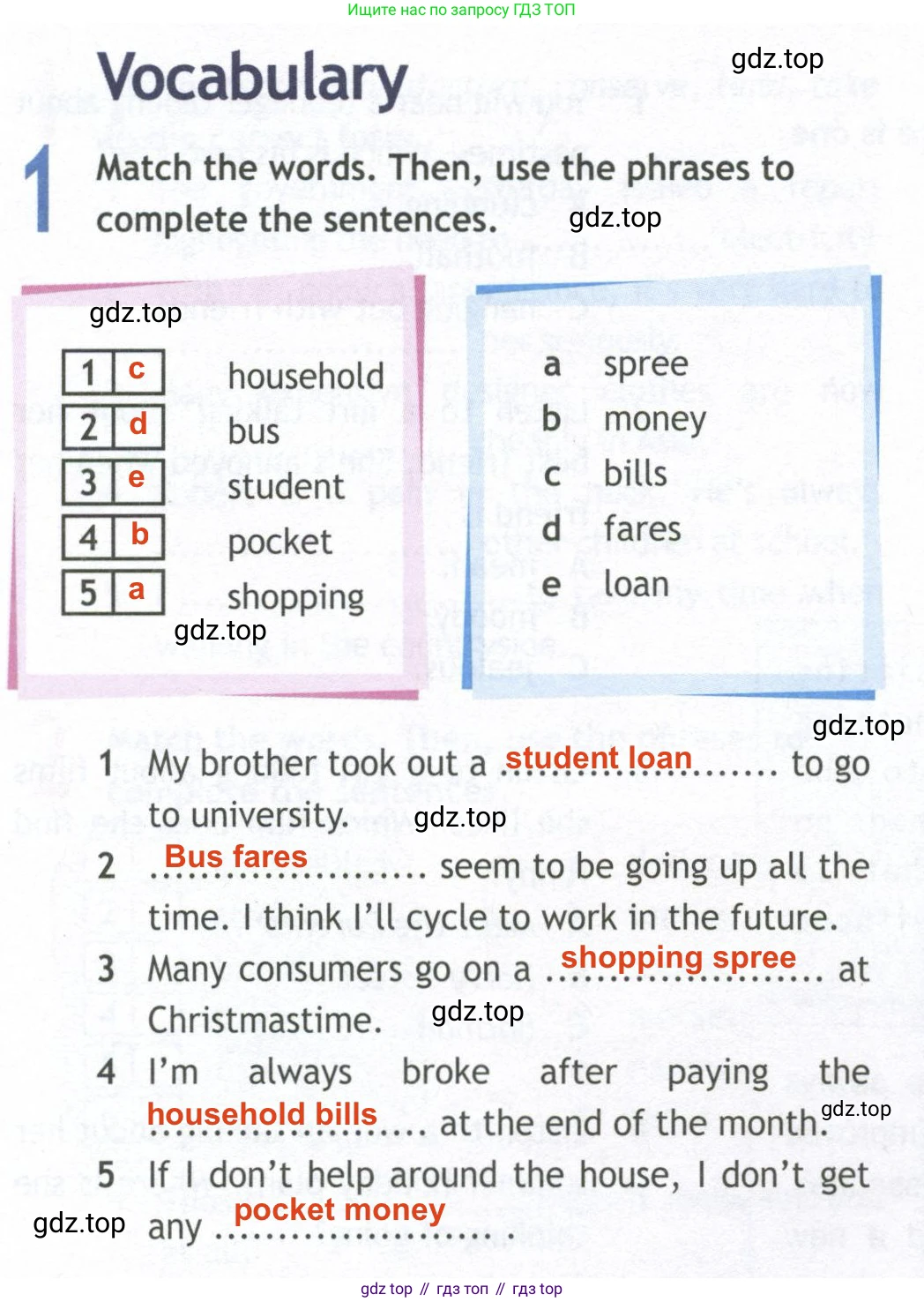 Английский язык (english), 10 класс Рабочая тетрадь (workbook), авторы: Афанасьева Ольга Васильевна (Afanasyeva Olga), Дули Дженни (Dooley Jenny), Михеева Ирина Владимировна (Mikheeva Irina), Оби Боб (Obee Bob), Эванс Вирджиния (Evans Virginia), издательство Просвещение, Москва, 2019, красного цвета, страница 12, номер 1, Решение 2