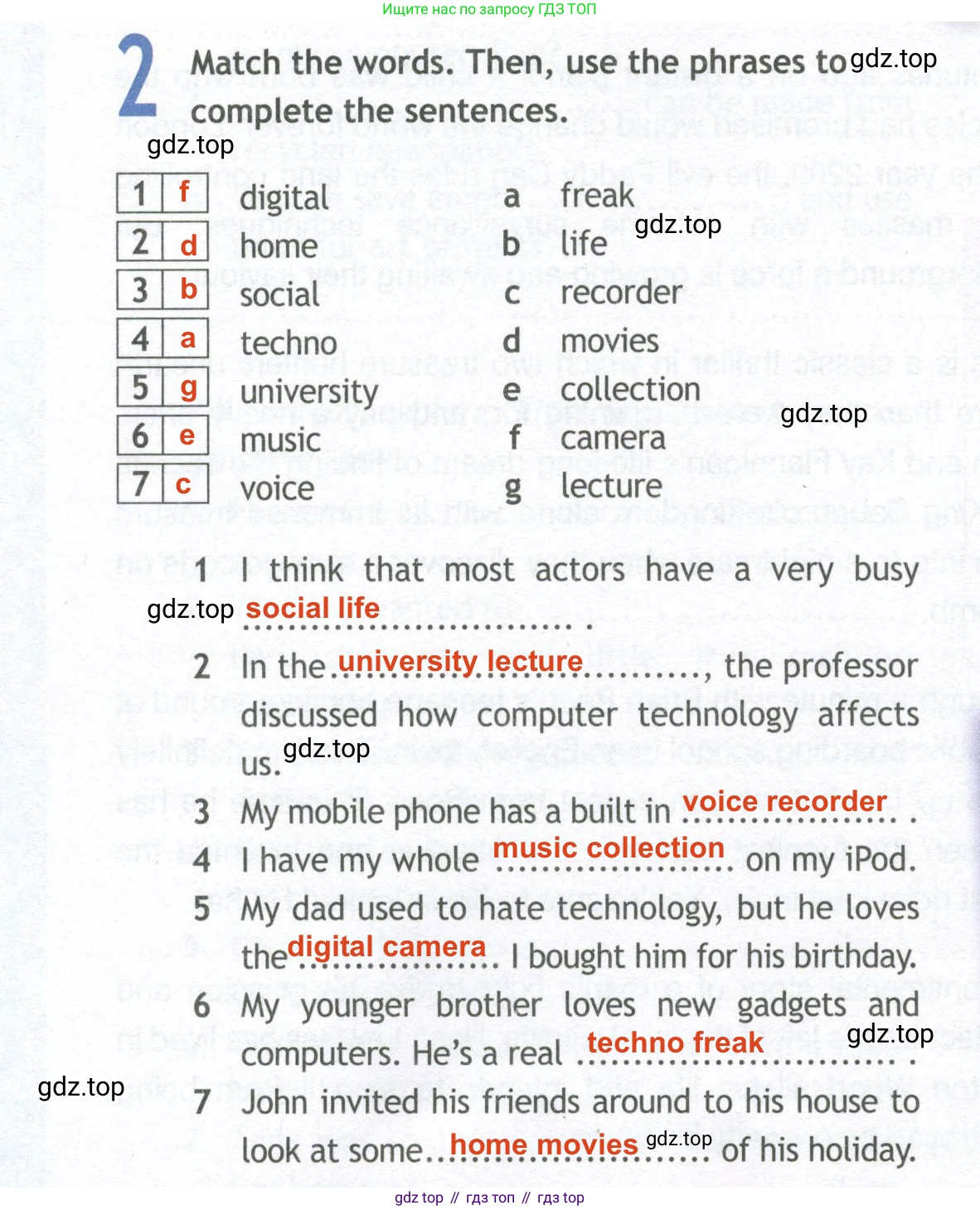 ГДЗ Английский язык (english), 10 класс Рабочая тетрадь (workbook), авторы: Афанасьева Ольга Васильевна (Afanasyeva Olga), Дули Дженни (Dooley Jenny), Михеева Ирина Владимировна (Mikheeva Irina), Оби Боб (Obee Bob), Эванс Вирджиния (Evans Virginia), издательство Просвещение, Москва, 2019, красного цвета, страница 60, номер 2, Решение 2