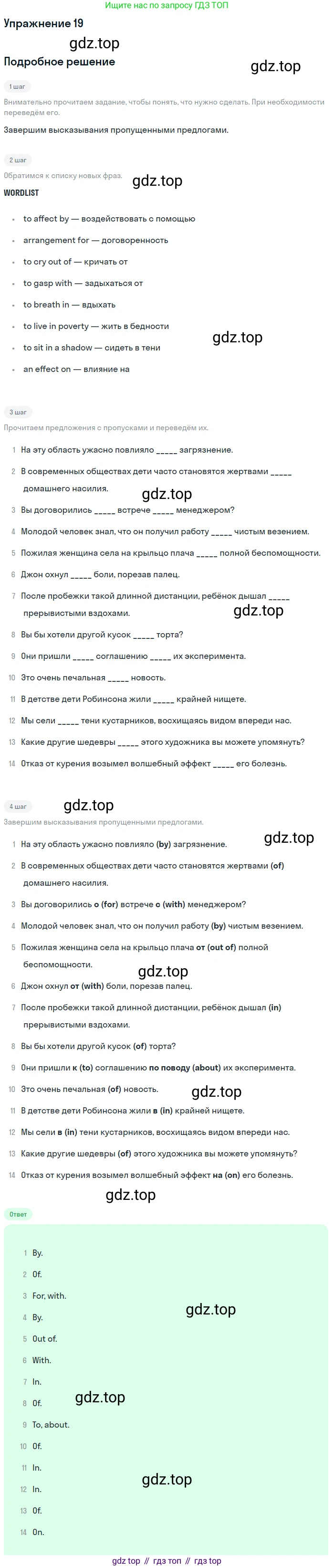 Английский язык (english), 10 класс Учебник (Student's book), авторы: Афанасьева Ольга Васильевна (Afanasyeva Olga), Михеева Ирина Владимировна (Mikheeva Irina), издательство Просвещение, Москва, 2014, белого цвета, страница 21, номер 19, Решение