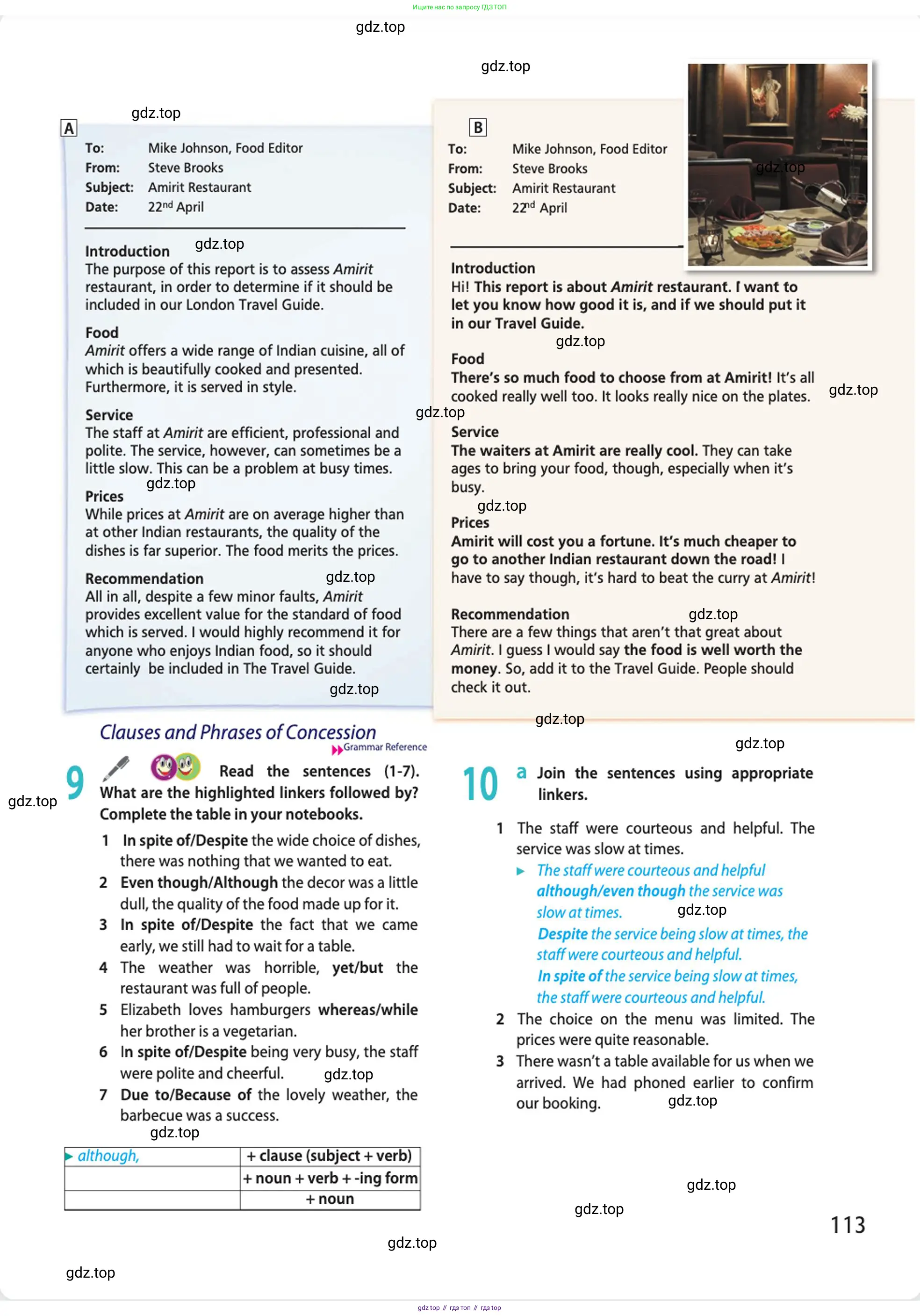 Английский язык (english), 10 класс Учебник (Student's book), авторы: Афанасьева Ольга Васильевна (Afanasyeva Olga), Дули Дженни (Dooley Jenny), Михеева Ирина Владимировна (Mikheeva Irina), Оби Боб (Obee Bob), Эванс Вирджиния (Evans Virginia), издательство Просвещение, Москва, 2019, красного цвета, страница 113