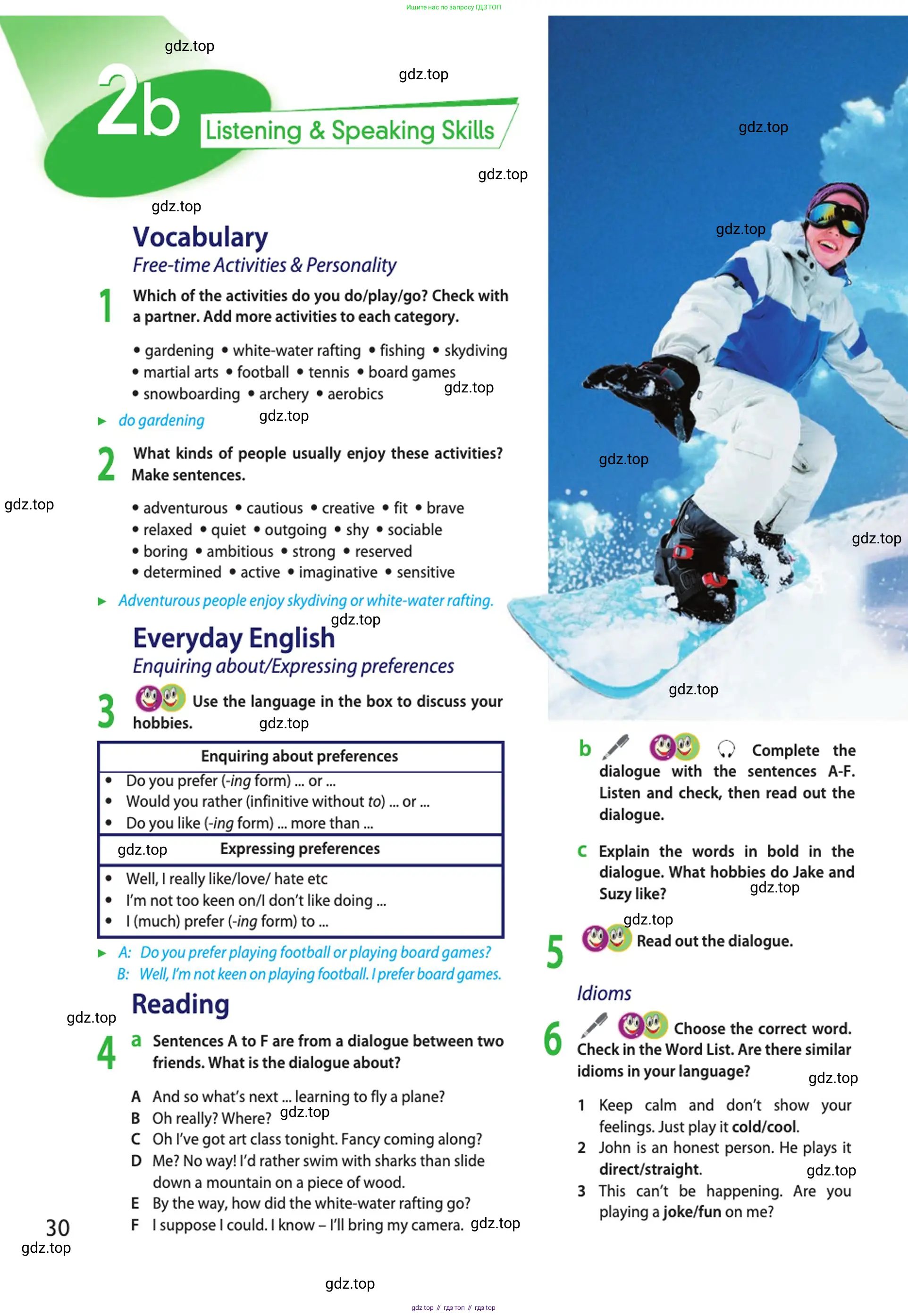 Английский язык (english), 10 класс Учебник (Student's book), авторы: Афанасьева Ольга Васильевна (Afanasyeva Olga), Дули Дженни (Dooley Jenny), Михеева Ирина Владимировна (Mikheeva Irina), Оби Боб (Obee Bob), Эванс Вирджиния (Evans Virginia), издательство Просвещение, Москва, 2019, красного цвета, страница 30