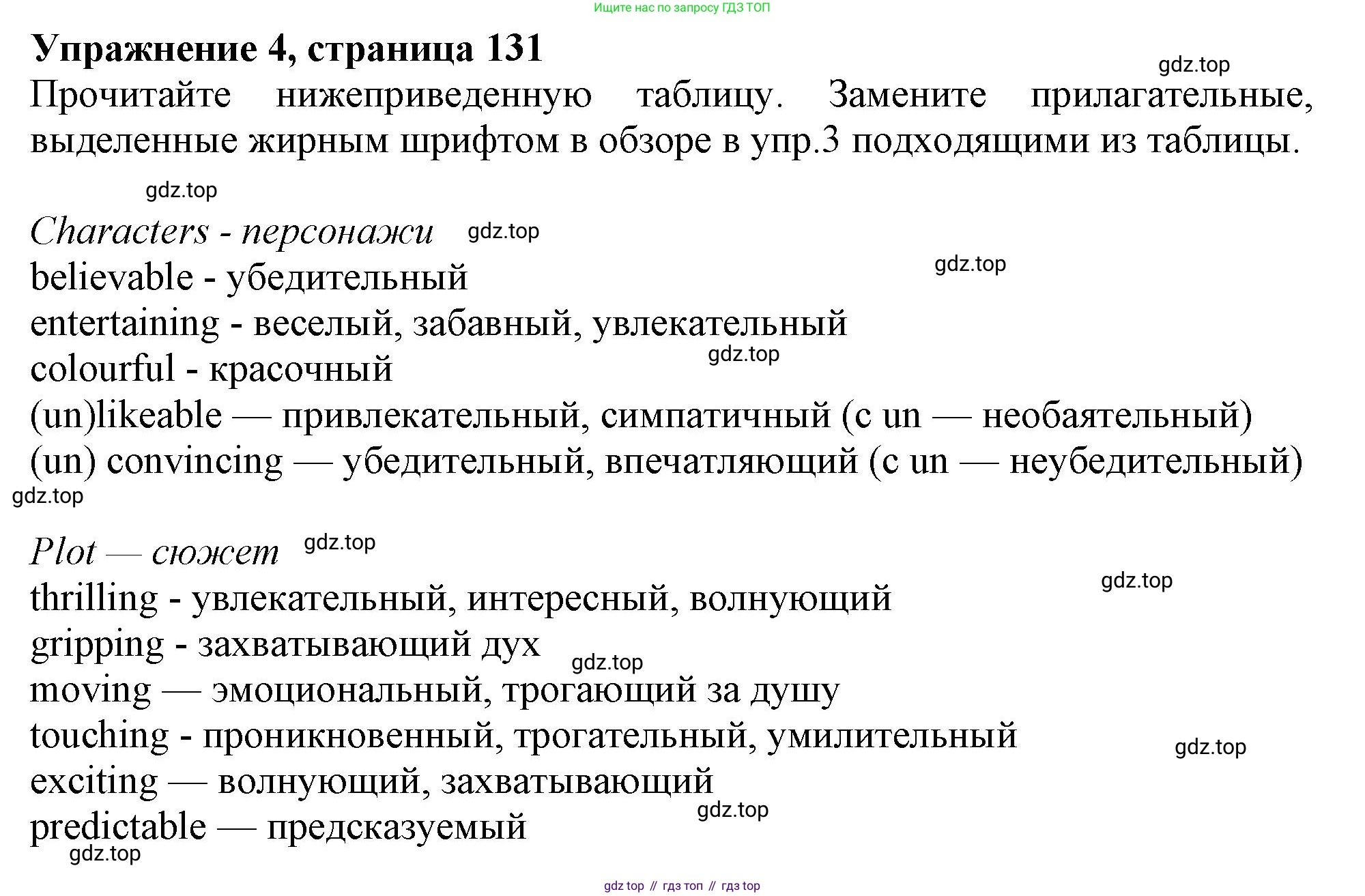 Английский язык (english), 10 класс Учебник (Student's book), авторы: Афанасьева Ольга Васильевна (Afanasyeva Olga), Дули Дженни (Dooley Jenny), Михеева Ирина Владимировна (Mikheeva Irina), Оби Боб (Obee Bob), Эванс Вирджиния (Evans Virginia), издательство Просвещение, Москва, 2019, красного цвета, страница 131, номер 4, Решение 1