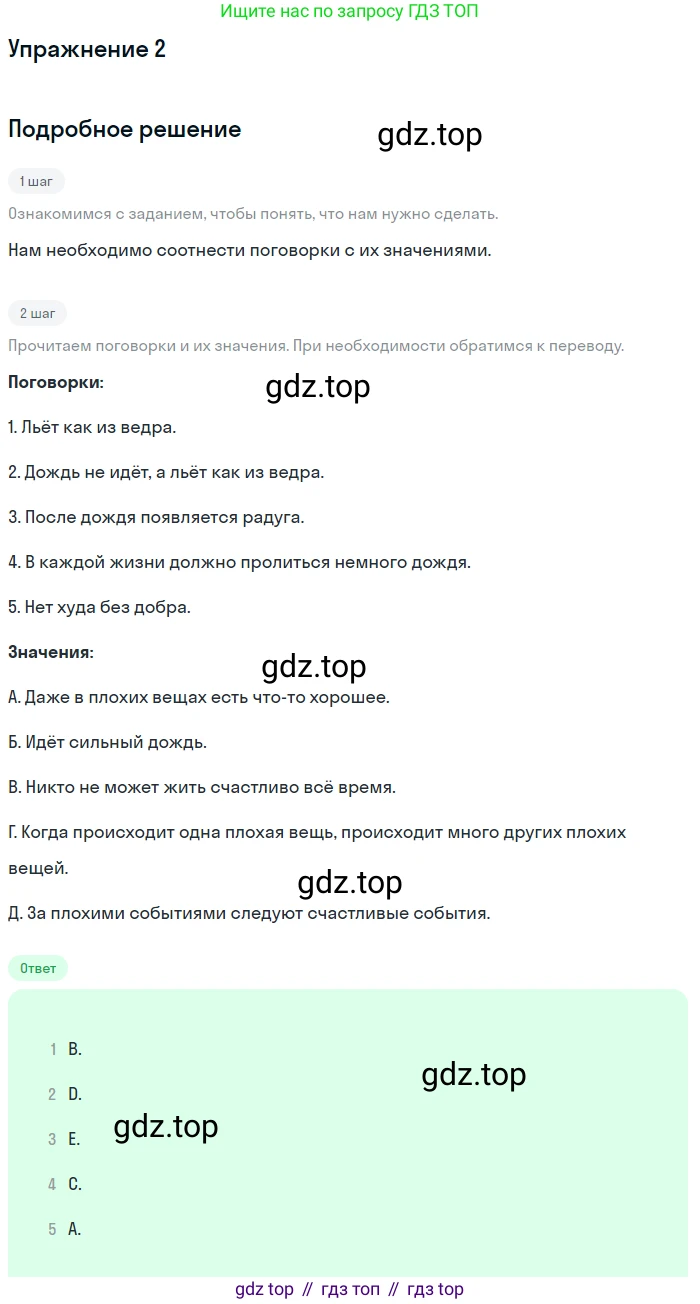Английский язык (english), 10 класс Учебник (Student's book), авторы: Афанасьева Ольга Васильевна (Afanasyeva Olga), Дули Дженни (Dooley Jenny), Михеева Ирина Владимировна (Mikheeva Irina), Оби Боб (Obee Bob), Эванс Вирджиния (Evans Virginia), издательство Просвещение, Москва, 2019, красного цвета, страница 96, номер 2, Решение 2