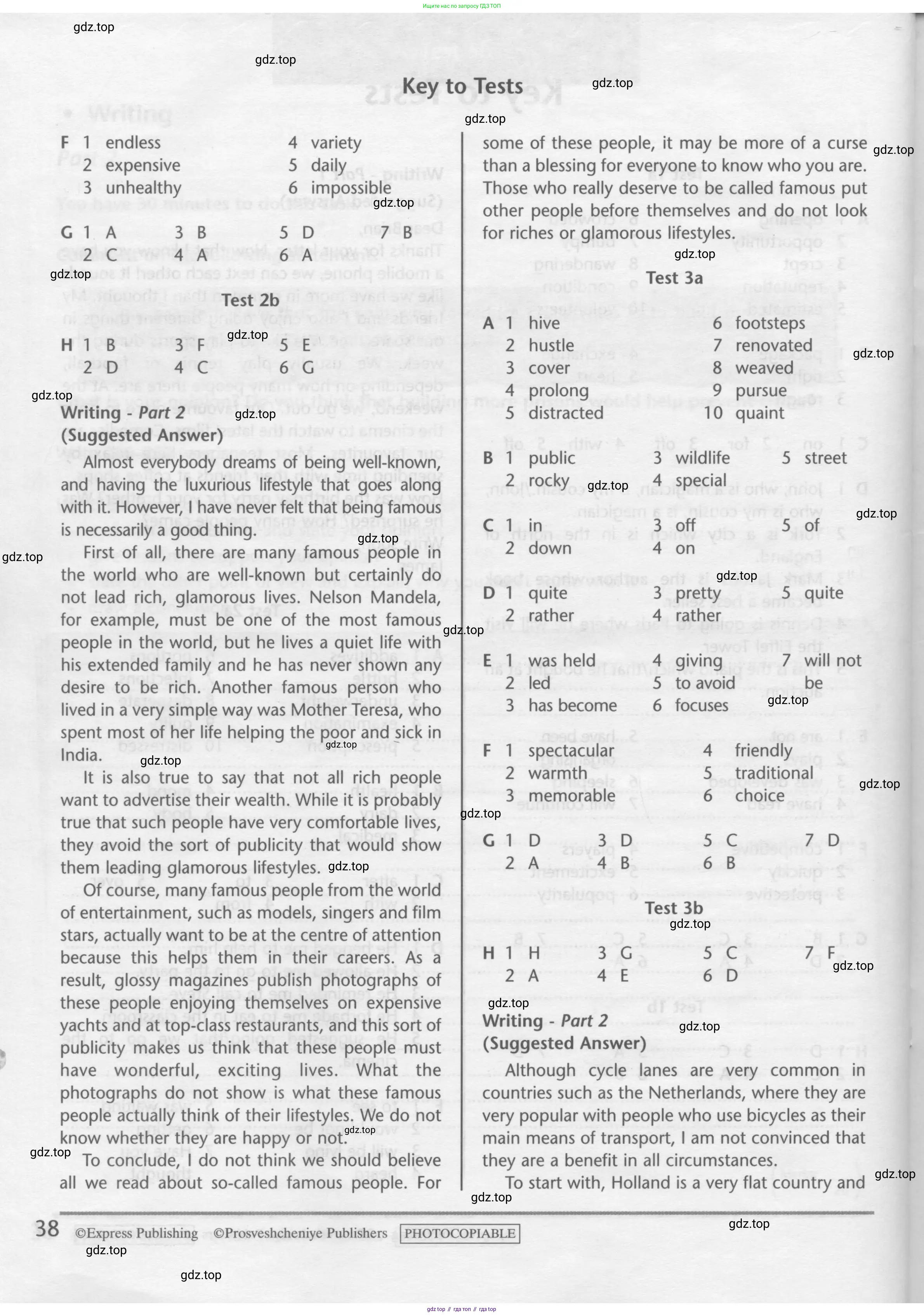 Английский язык (english), 10 класс контрольные задания (test booklet), авторы: Баранова Ксения Михайловна (Baranova Ksenia), Дули Дженни (Dooley Jenny), Копылова Виктория Викторовна (Kopylova Victoria), Мильруд Радислав Петрович (Millrood Radislav), Эванс Вирджиния (Evans Virginia), издательство Просвещение, Москва, 2019, серого цвета, страница 38