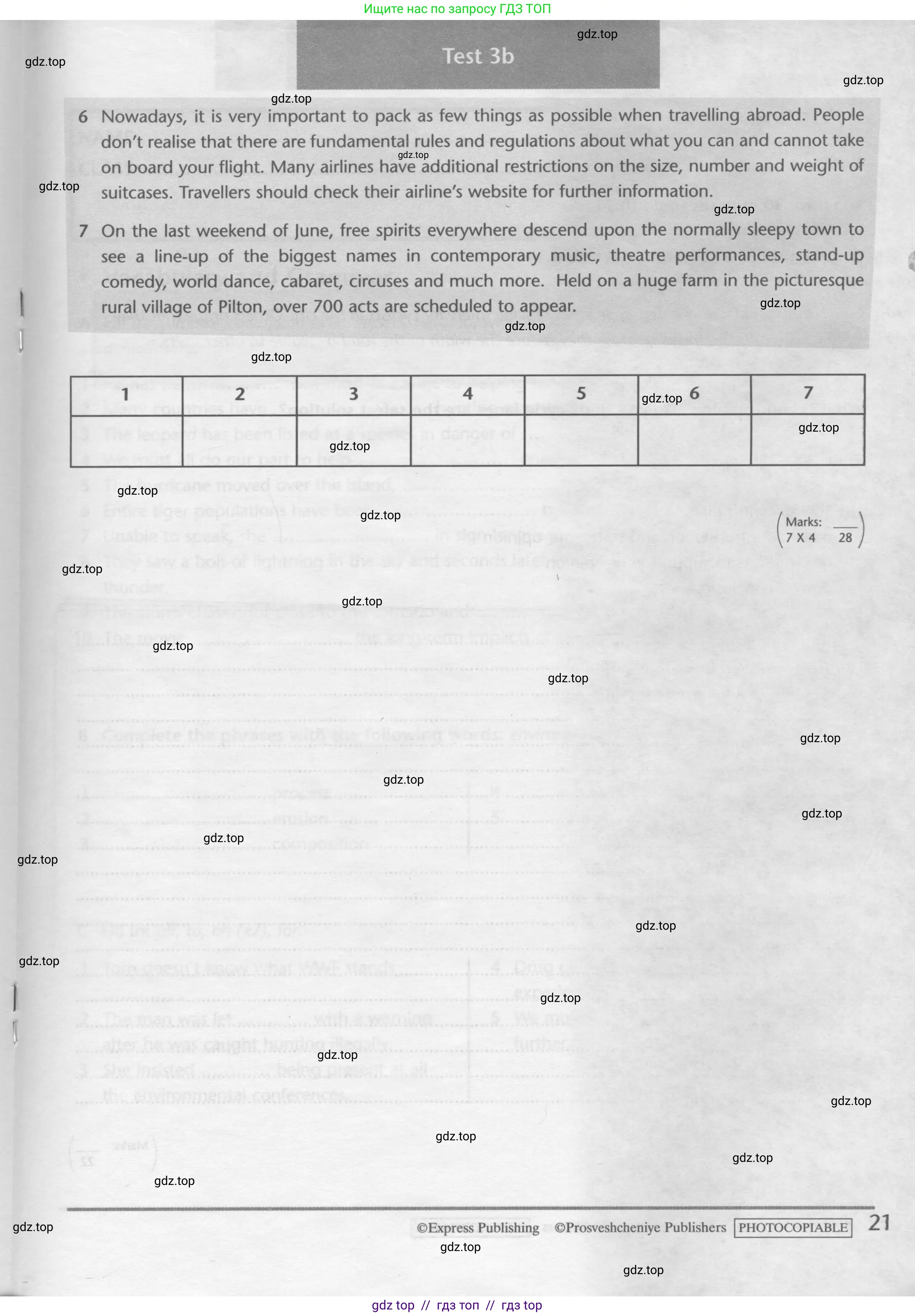 Английский язык (english), 10 класс контрольные задания (test booklet), авторы: Баранова Ксения Михайловна (Baranova Ksenia), Дули Дженни (Dooley Jenny), Копылова Виктория Викторовна (Kopylova Victoria), Мильруд Радислав Петрович (Millrood Radislav), Эванс Вирджиния (Evans Virginia), издательство Просвещение, Москва, 2019, серого цвета, страница 21