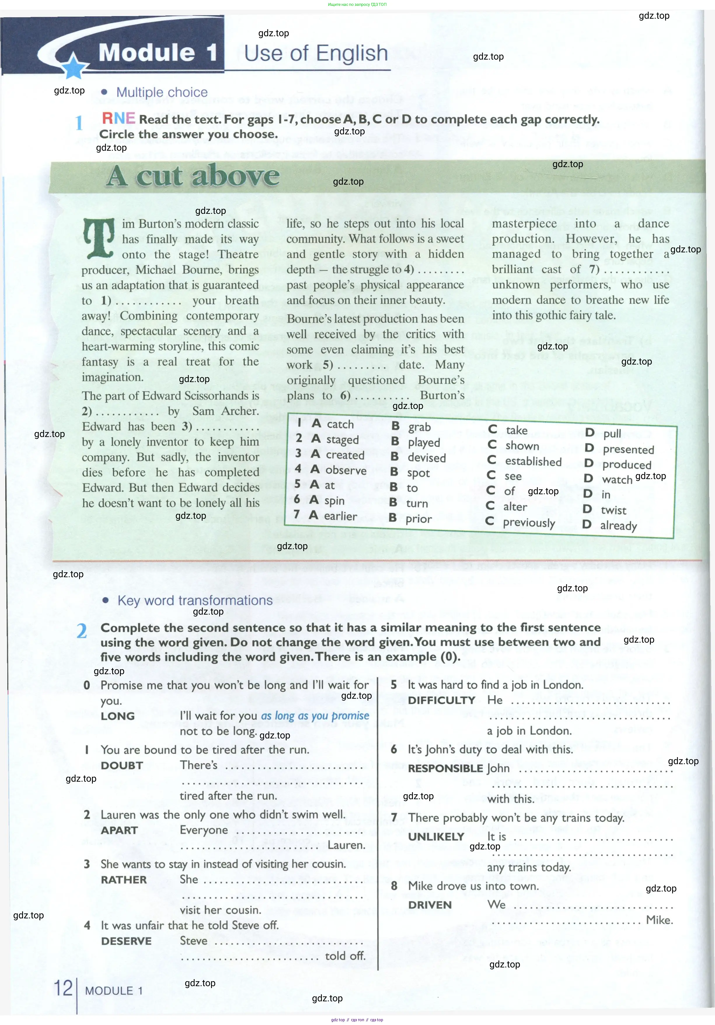 Английский язык (english), 10 класс Рабочая тетрадь (workbook), авторы: Баранова Ксения Михайловна (Baranova Ksenia), Дули Дженни (Dooley Jenny), Копылова Виктория Викторовна (Kopylova Victoria), Мильруд Радислав Петрович (Millrood Radislav), Эванс Вирджиния (Evans Virginia), издательство Просвещение, Москва, 2019, белого цвета, страница 12