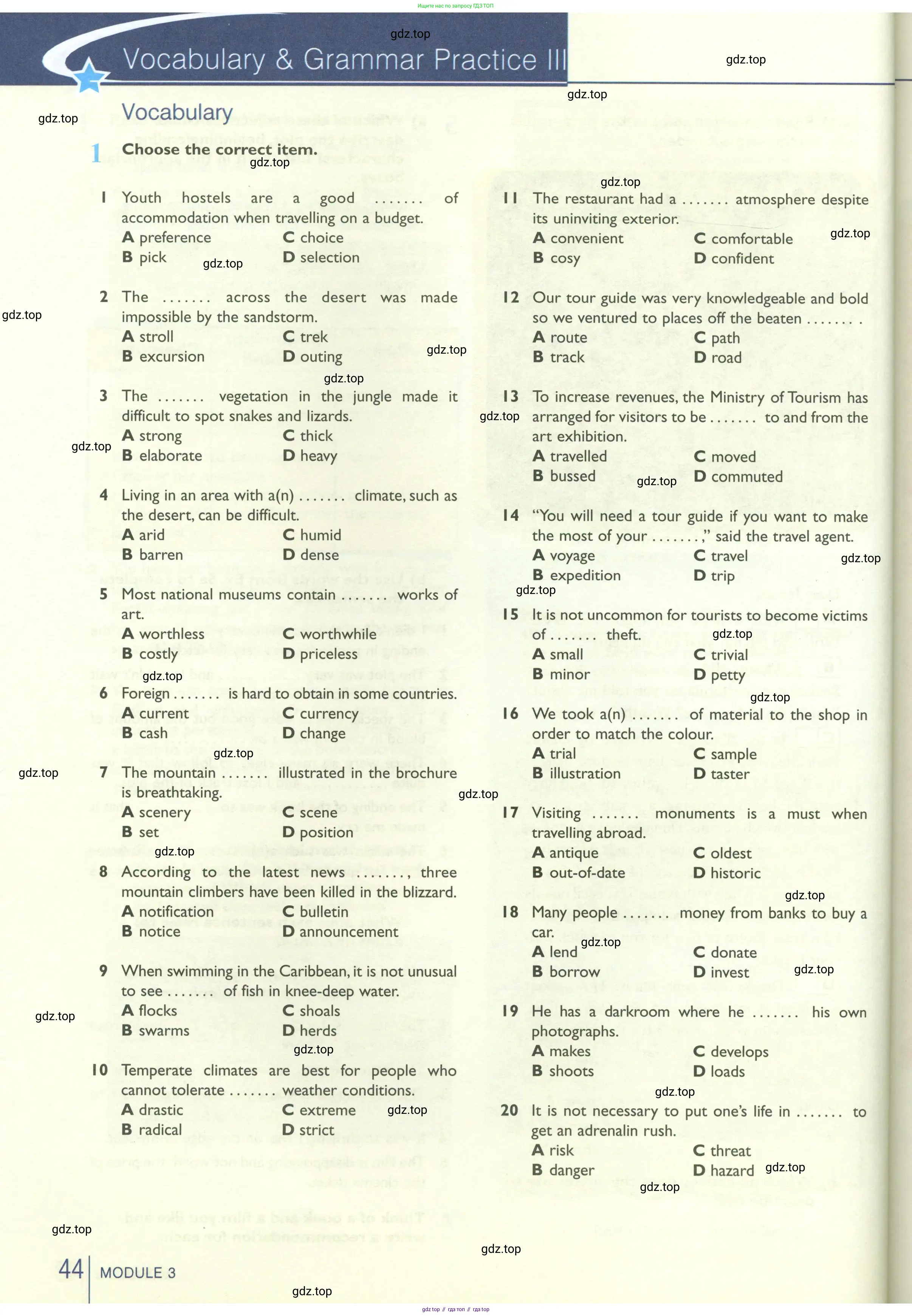 Английский язык (english), 10 класс Рабочая тетрадь (workbook), авторы: Баранова Ксения Михайловна (Baranova Ksenia), Дули Дженни (Dooley Jenny), Копылова Виктория Викторовна (Kopylova Victoria), Мильруд Радислав Петрович (Millrood Radislav), Эванс Вирджиния (Evans Virginia), издательство Просвещение, Москва, 2019, белого цвета, страница 44