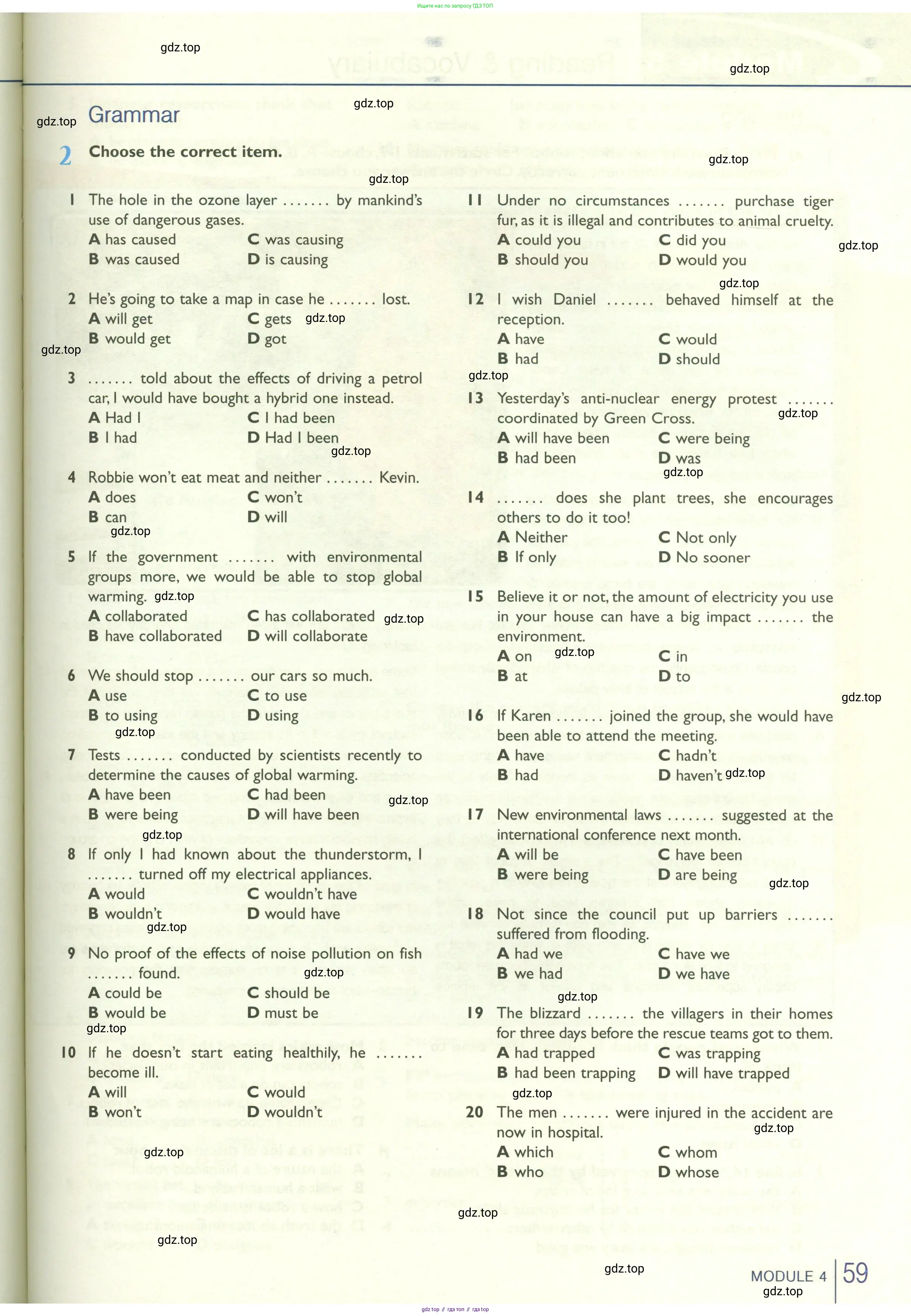 Английский язык (english), 10 класс Рабочая тетрадь (workbook), авторы: Баранова Ксения Михайловна (Baranova Ksenia), Дули Дженни (Dooley Jenny), Копылова Виктория Викторовна (Kopylova Victoria), Мильруд Радислав Петрович (Millrood Radislav), Эванс Вирджиния (Evans Virginia), издательство Просвещение, Москва, 2019, белого цвета, страница 59