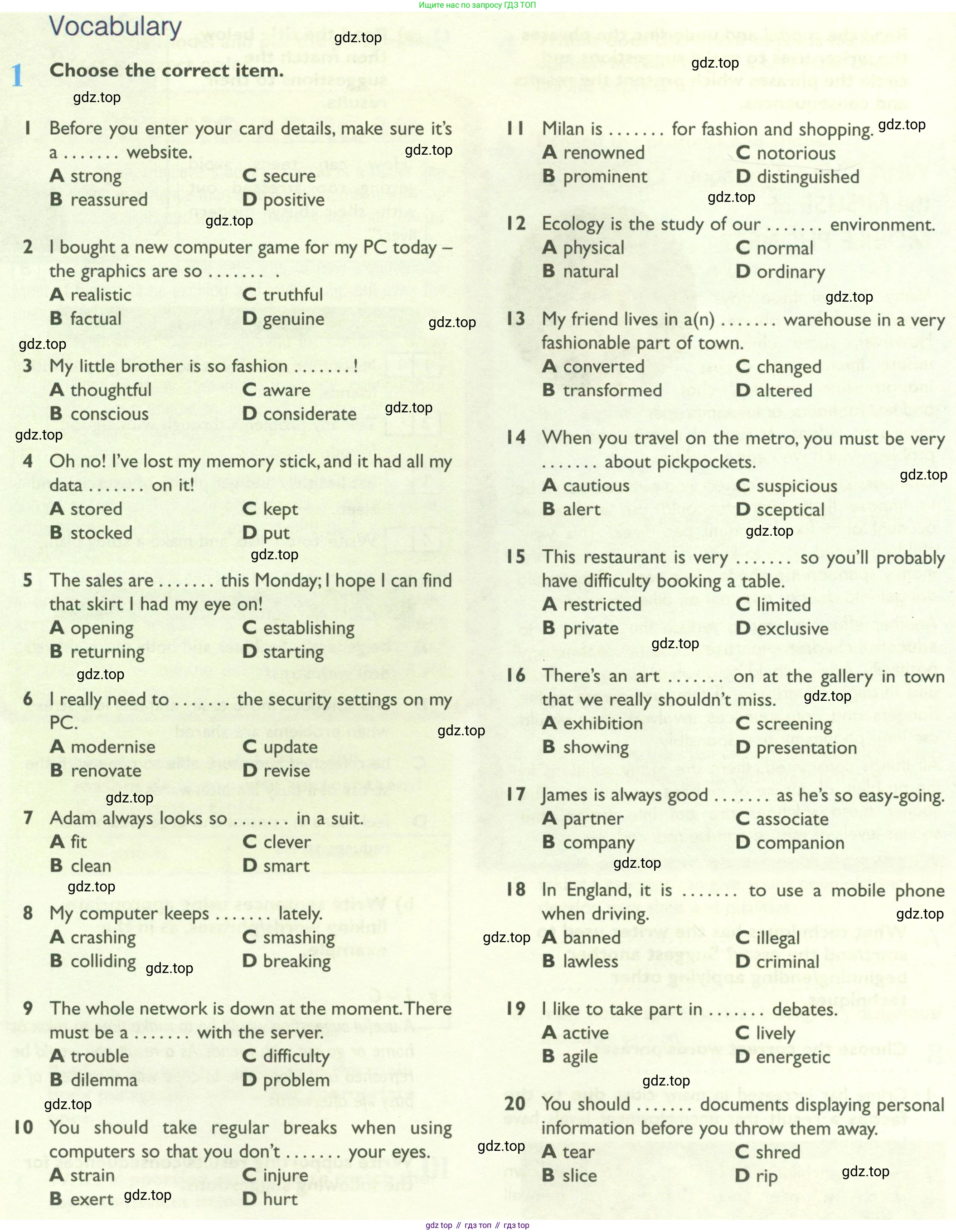 Английский язык (english), 10 класс Рабочая тетрадь (workbook), авторы: Баранова Ксения Михайловна (Baranova Ksenia), Дули Дженни (Dooley Jenny), Копылова Виктория Викторовна (Kopylova Victoria), Мильруд Радислав Петрович (Millrood Radislav), Эванс Вирджиния (Evans Virginia), издательство Просвещение, Москва, 2019, белого цвета, страница 72, номер 1, Условие
