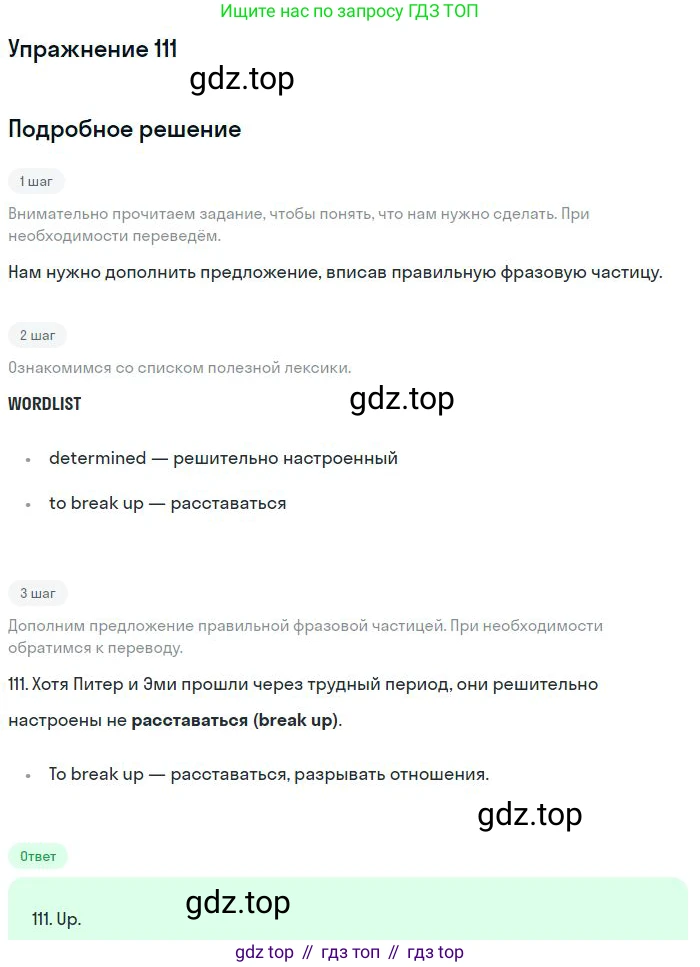 ГДЗ Английский язык (english), 10 класс Рабочая тетрадь (workbook), авторы: Баранова Ксения Михайловна (Baranova Ksenia), Дули Дженни (Dooley Jenny), Копылова Виктория Викторовна (Kopylova Victoria), Мильруд Радислав Петрович (Millrood Radislav), Эванс Вирджиния (Evans Virginia), издательство Просвещение, Москва, 2019, белого цвета, страница 101, номер 111, Решение 3