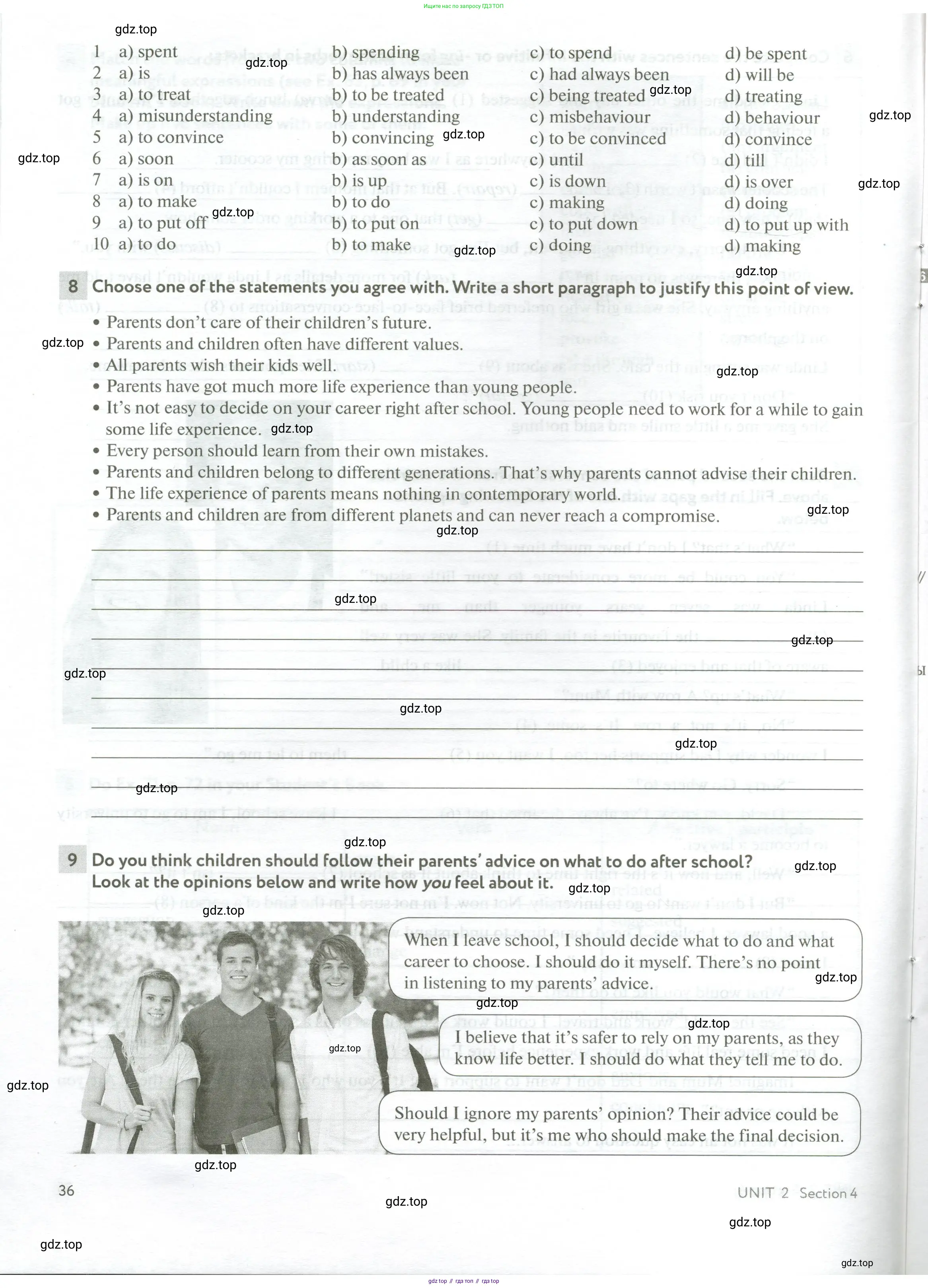 Английский язык (english), 10 класс рабочая тетрадь с контрольными работами (workbook + tests), авторы: Биболетова Мерем Забатовна, Бабушис Елена Евгеньевна, Снежко Надежда Дмитриевна, издательство Просвещение, Москва, 2021, оранжевого цвета, страница 36