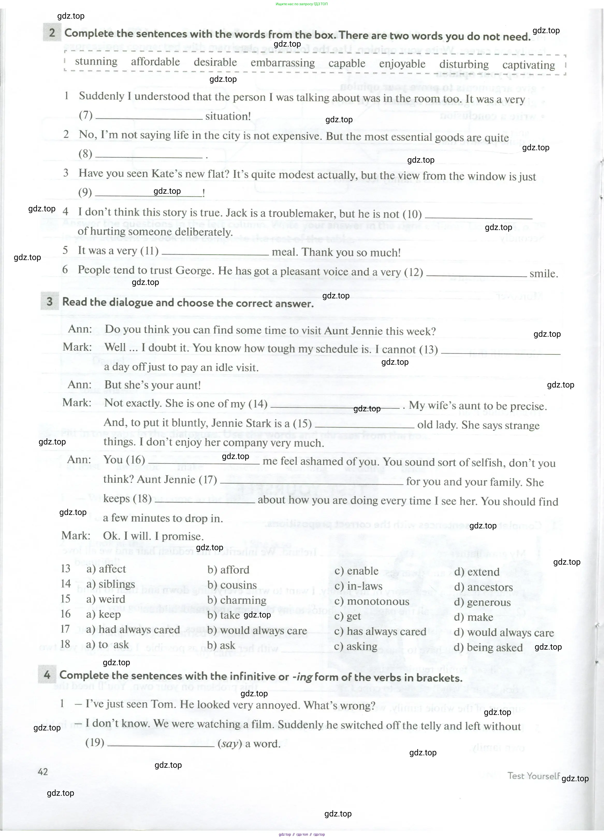 Английский язык (english), 10 класс рабочая тетрадь с контрольными работами (workbook + tests), авторы: Биболетова Мерем Забатовна, Бабушис Елена Евгеньевна, Снежко Надежда Дмитриевна, издательство Просвещение, Москва, 2021, оранжевого цвета, страница 42