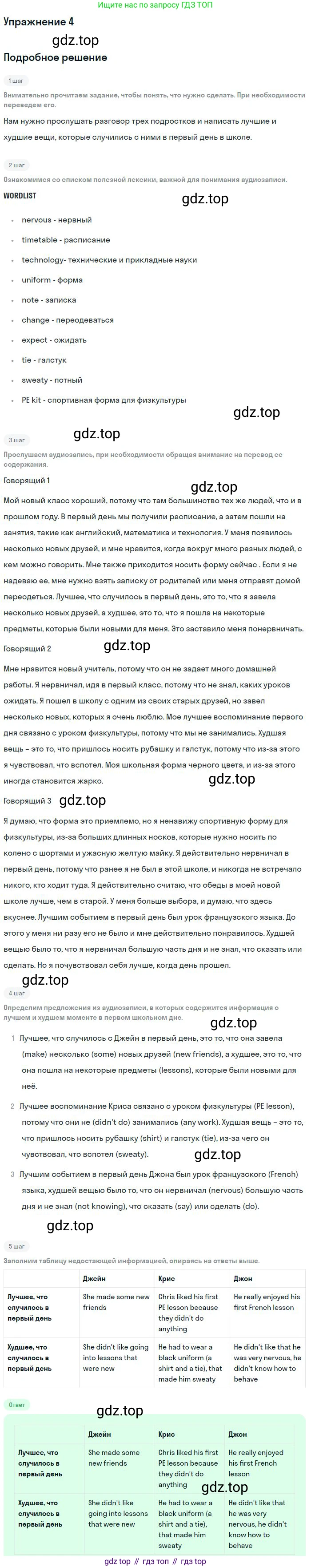 Английский язык (english), 10 класс рабочая тетрадь с контрольными работами (workbook + tests), авторы: Биболетова Мерем Забатовна, Бабушис Елена Евгеньевна, Снежко Надежда Дмитриевна, издательство Просвещение, Москва, 2021, оранжевого цвета, страница 4, номер 4, Решение
