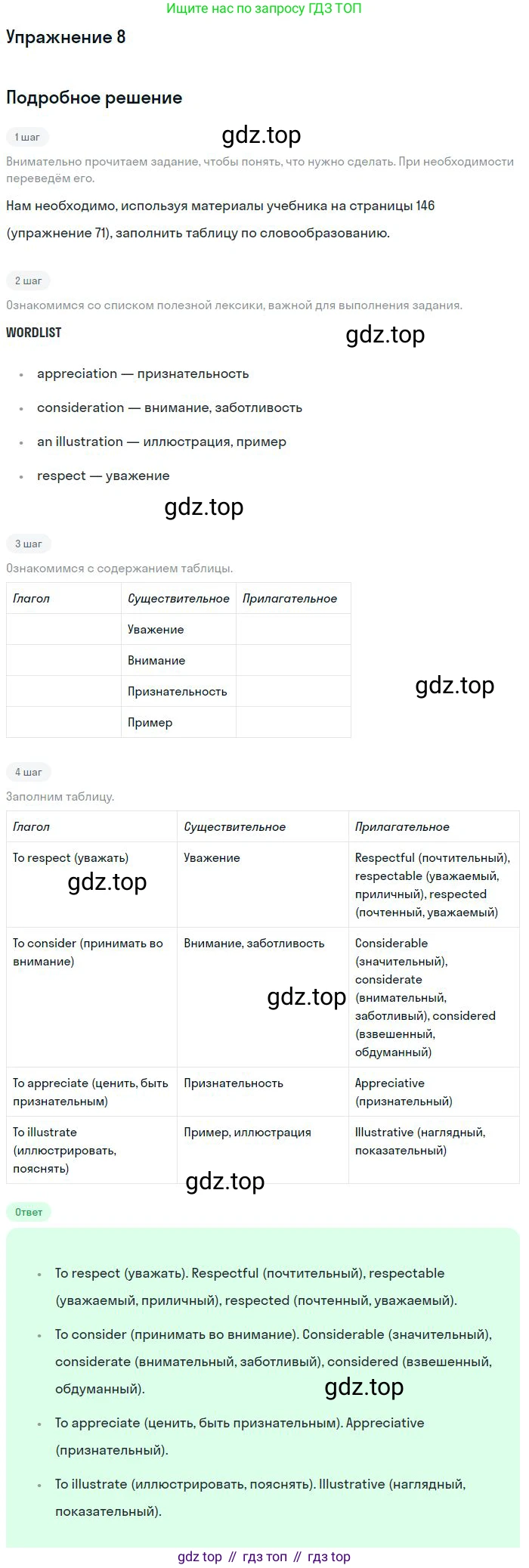 Английский язык (english), 10 класс рабочая тетрадь с контрольными работами (workbook + tests), авторы: Биболетова Мерем Забатовна, Бабушис Елена Евгеньевна, Снежко Надежда Дмитриевна, издательство Просвещение, Москва, 2021, оранжевого цвета, страница 71, номер 8, Решение