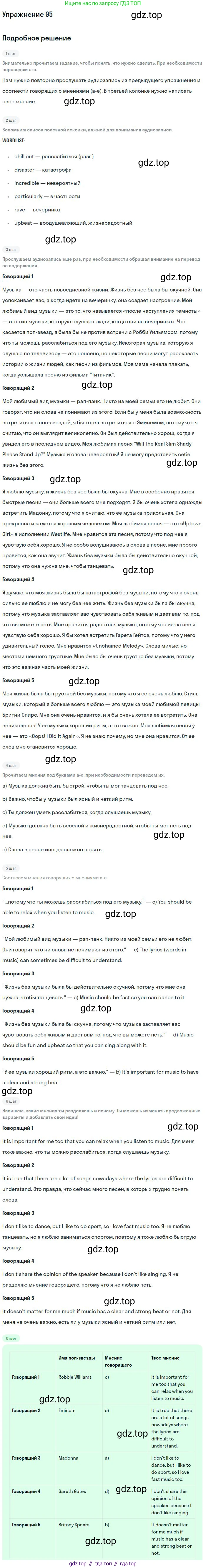 Английский язык (english), 10 класс Учебник (Student's book), авторы: Биболетова Мерем Забатовна, Бабушис Елена Евгеньевна, Снежко Надежда Дмитриевна, издательство Просвещение, Москва, 2016, оранжевого цвета, страница 36, номер 95, Решение