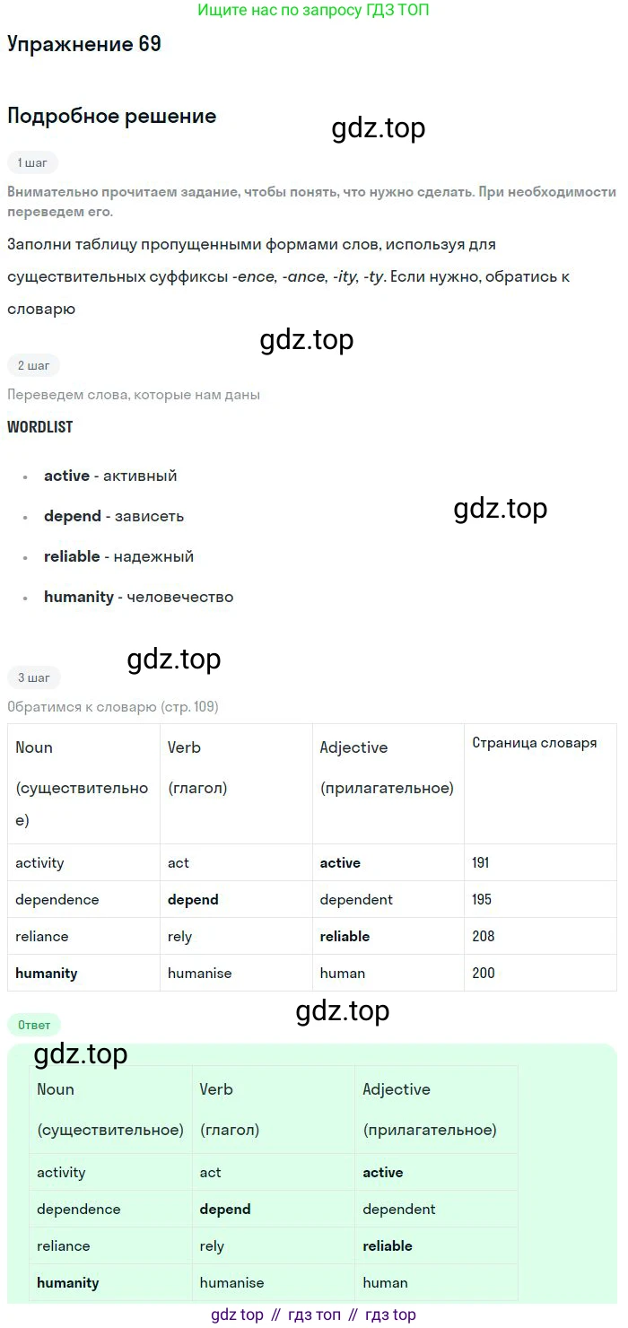 ГДЗ Английский язык (english), 10 класс Учебник (Student's book), авторы: Биболетова Мерем Забатовна, Бабушис Елена Евгеньевна, Снежко Надежда Дмитриевна, издательство Просвещение, Москва, 2016, оранжевого цвета, страница 108, номер 69, Решение