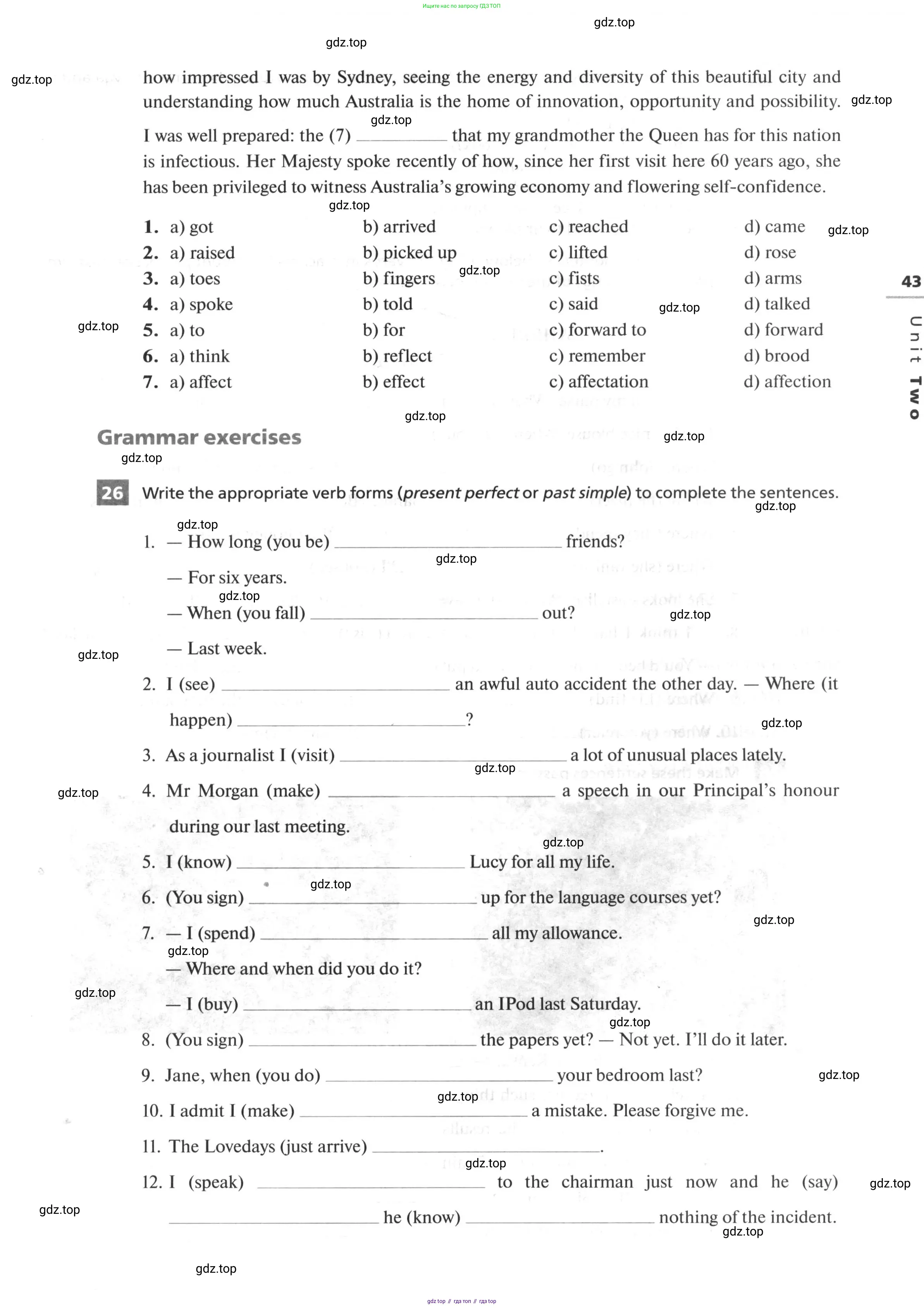Английский язык (english), 10 класс рабочая тетрадь, авторы: Афанасьева Ольга Васильевна (Afanasyeva Olga), Михеева Ирина Владимировна (Mikheeva Irina), Баранова Ксения Михайловна (Baranova Ksenia), издательство Просвещение, Москва, 2016, белого цвета, страница 43