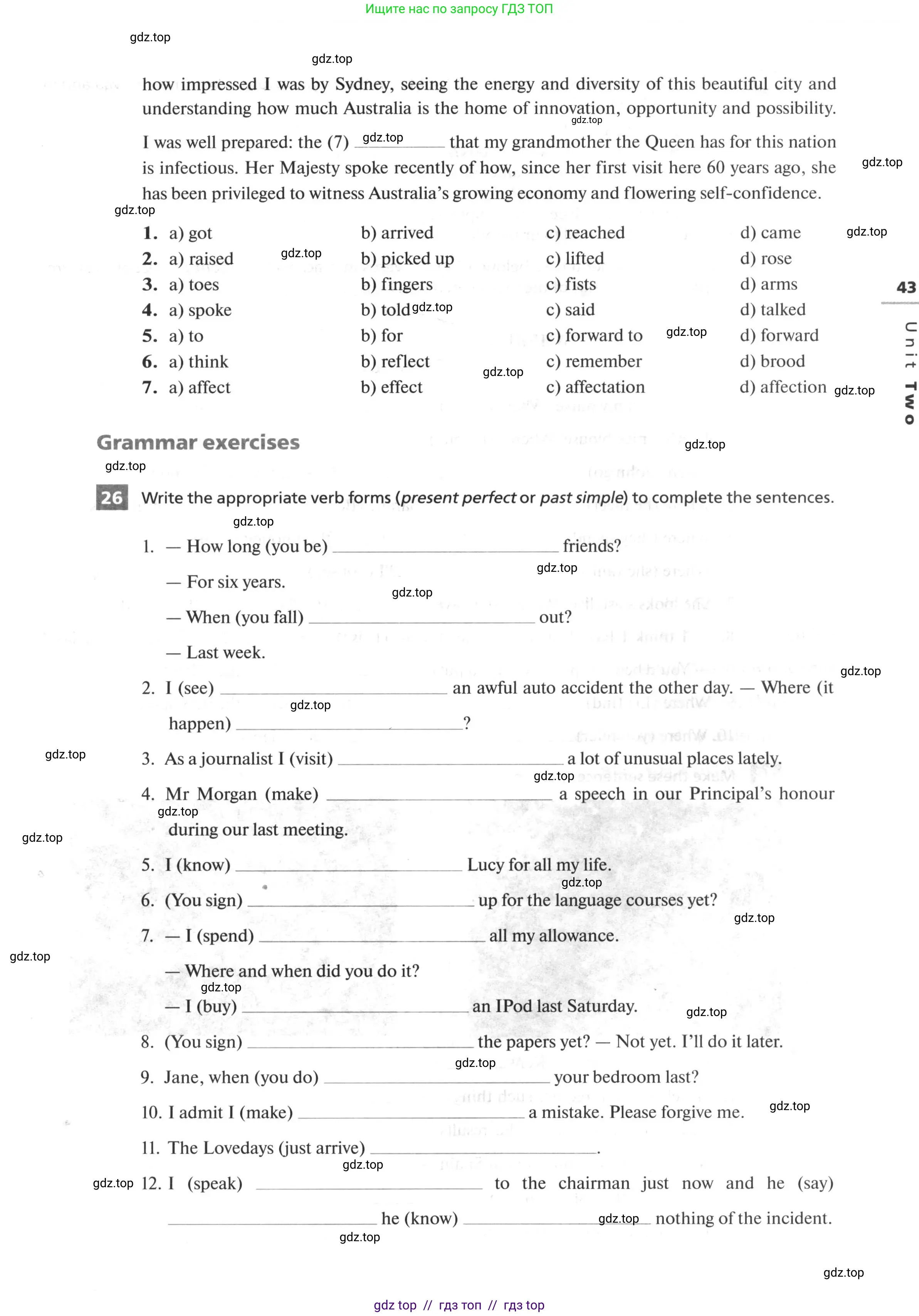 Английский язык (english), 10 класс рабочая тетрадь, авторы: Афанасьева Ольга Васильевна (Afanasyeva Olga), Михеева Ирина Владимировна (Mikheeva Irina), Баранова Ксения Михайловна (Baranova Ksenia), издательство Просвещение, Москва, 2016, белого цвета, страница 43