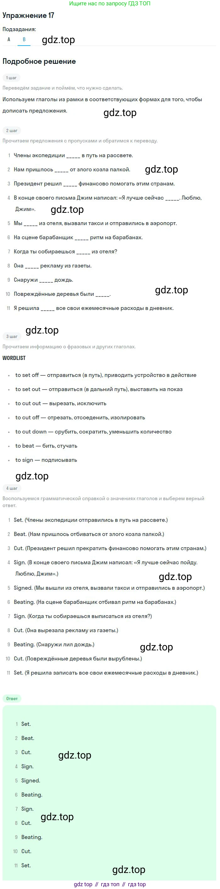 ГДЗ Английский язык (english), 10 класс рабочая тетрадь, авторы: Афанасьева Ольга Васильевна (Afanasyeva Olga), Михеева Ирина Владимировна (Mikheeva Irina), Баранова Ксения Михайловна (Baranova Ksenia), издательство Просвещение, Москва, 2016, белого цвета, страница 86, номер 17, Решение (продолжение 2)