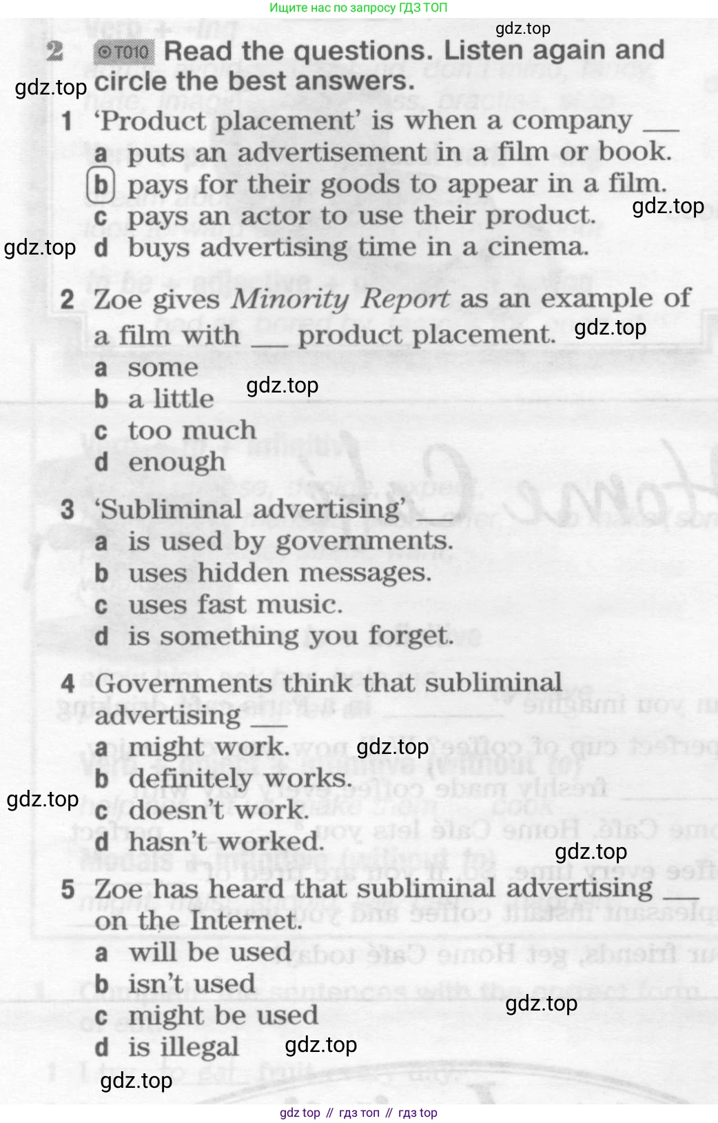 Английский язык (english), 10 класс Рабочая тетрадь (workbook), авторы: Вербицкая Мария Валерьевна (Verbitskaya Maria), Уайт Линдсей (Lindsay White), Фрикер Род (Fricker Rod), Миндрул Ольга Сергеевна (Mindrul Olga), издательство Просвещение, Москва, 2014, зелёного цвета, страница 60, номер 2, Условие