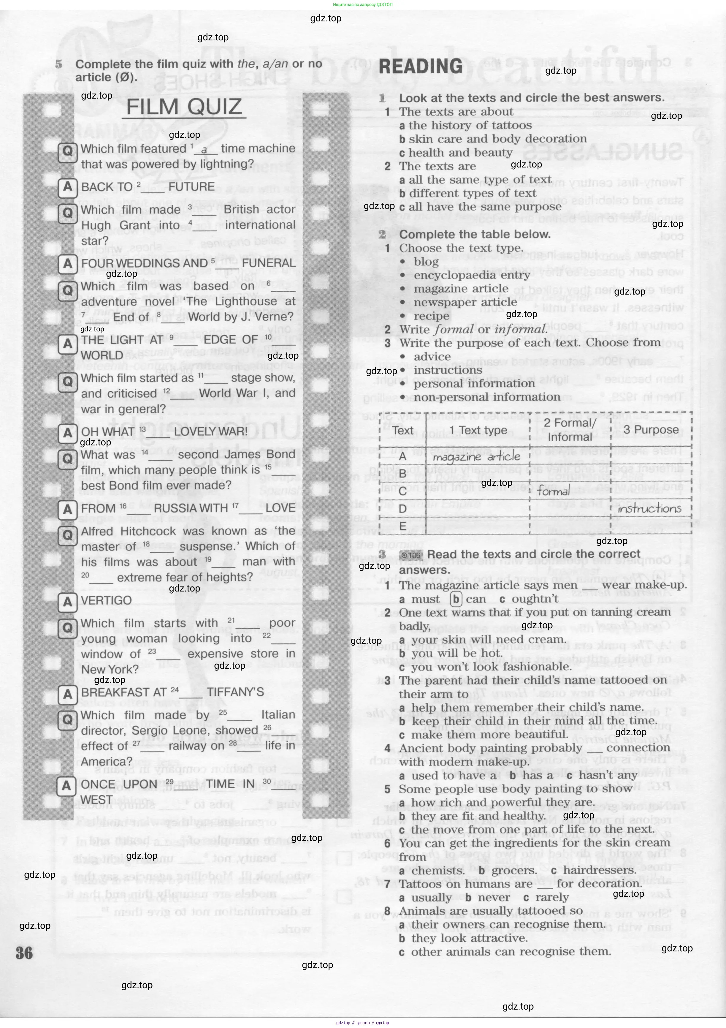 Английский язык (english), 10 класс Рабочая тетрадь (workbook), авторы: Вербицкая Мария Валерьевна (Verbitskaya Maria), Уайт Линдсей (Lindsay White), Фрикер Род (Fricker Rod), Миндрул Ольга Сергеевна (Mindrul Olga), издательство Просвещение, Москва, 2014, зелёного цвета, страница 36