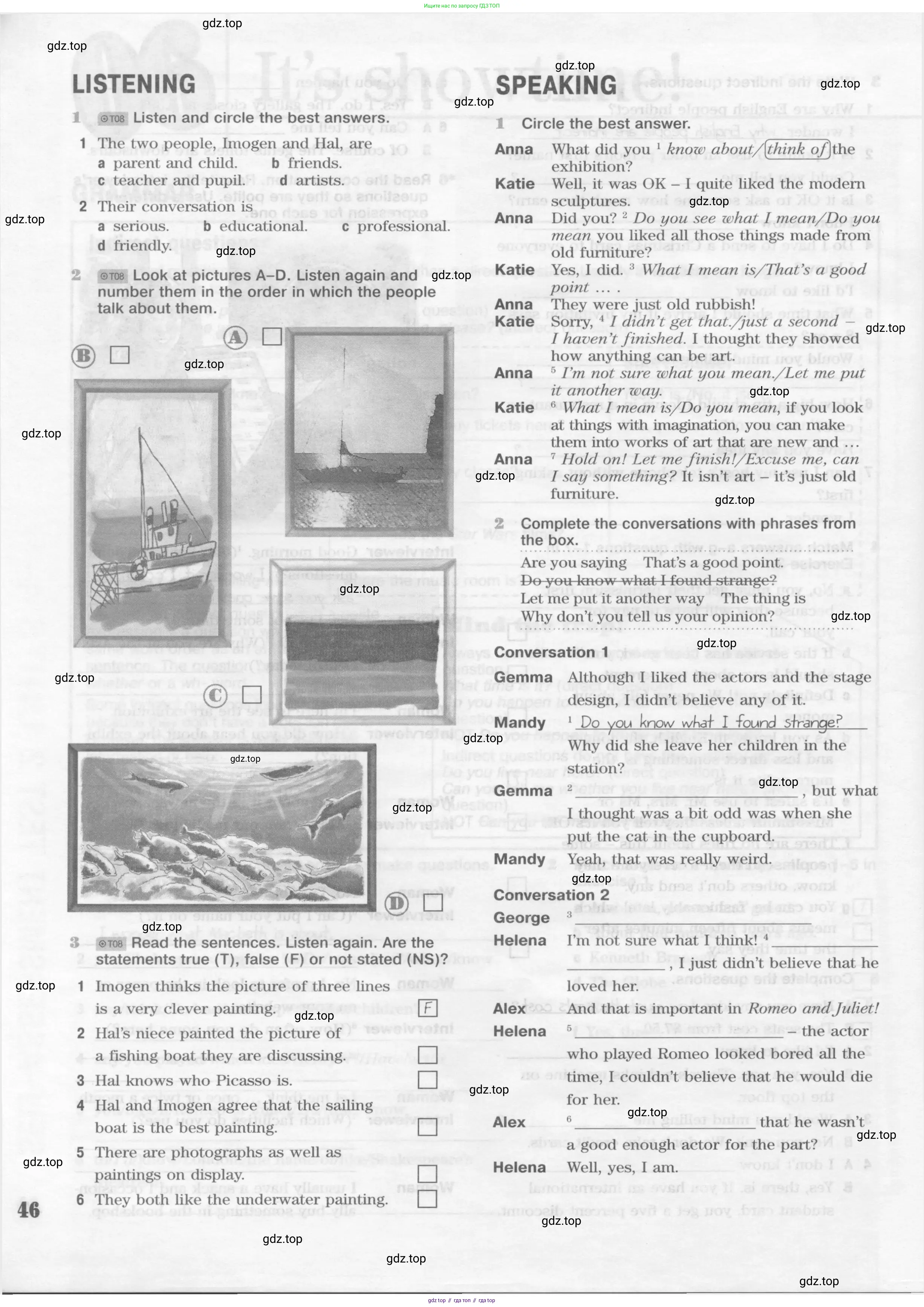 Английский язык (english), 10 класс Рабочая тетрадь (workbook), авторы: Вербицкая Мария Валерьевна (Verbitskaya Maria), Уайт Линдсей (Lindsay White), Фрикер Род (Fricker Rod), Миндрул Ольга Сергеевна (Mindrul Olga), издательство Просвещение, Москва, 2014, зелёного цвета, страница 46