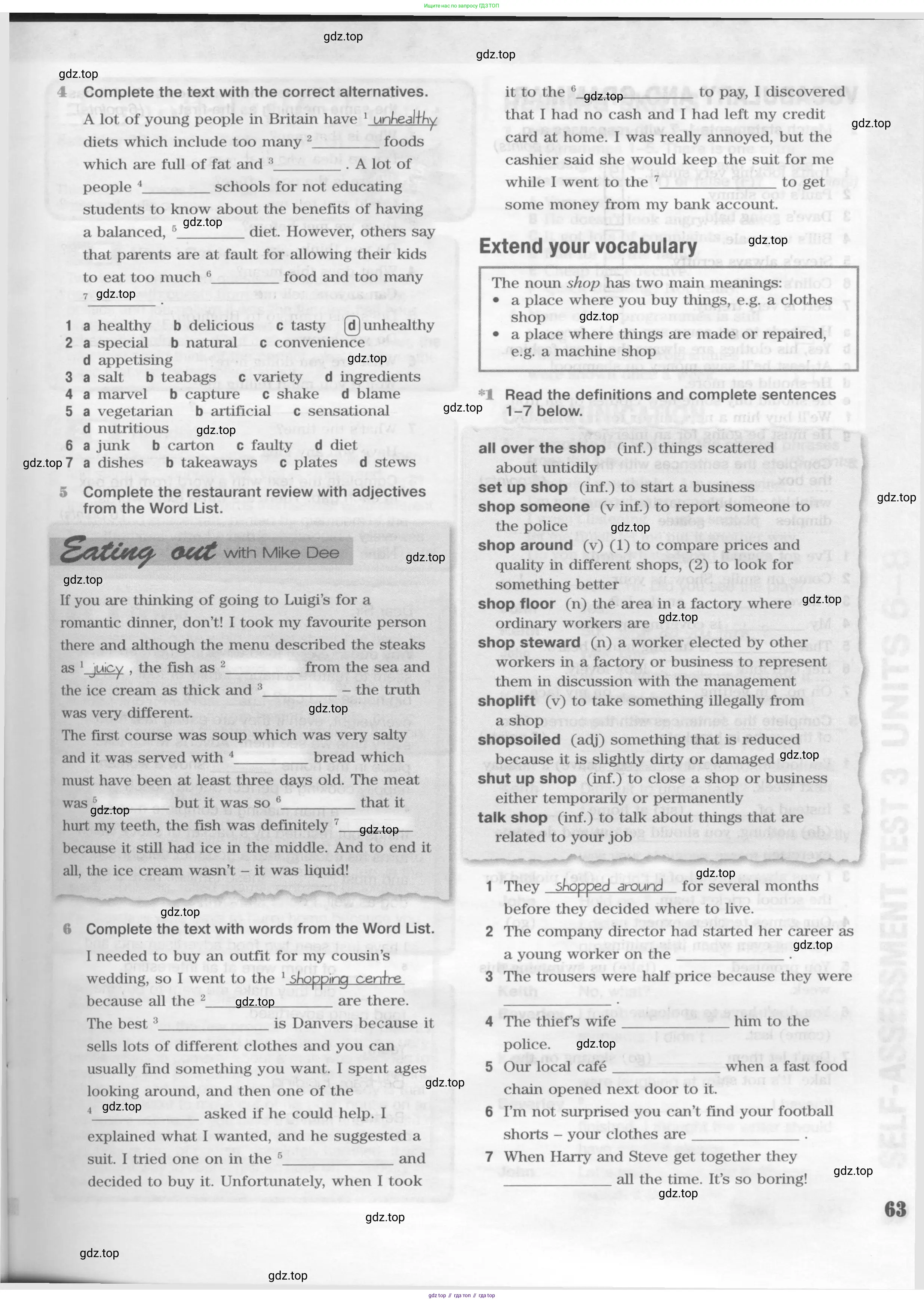 Английский язык (english), 10 класс Рабочая тетрадь (workbook), авторы: Вербицкая Мария Валерьевна (Verbitskaya Maria), Уайт Линдсей (Lindsay White), Фрикер Род (Fricker Rod), Миндрул Ольга Сергеевна (Mindrul Olga), издательство Просвещение, Москва, 2014, зелёного цвета, страница 63