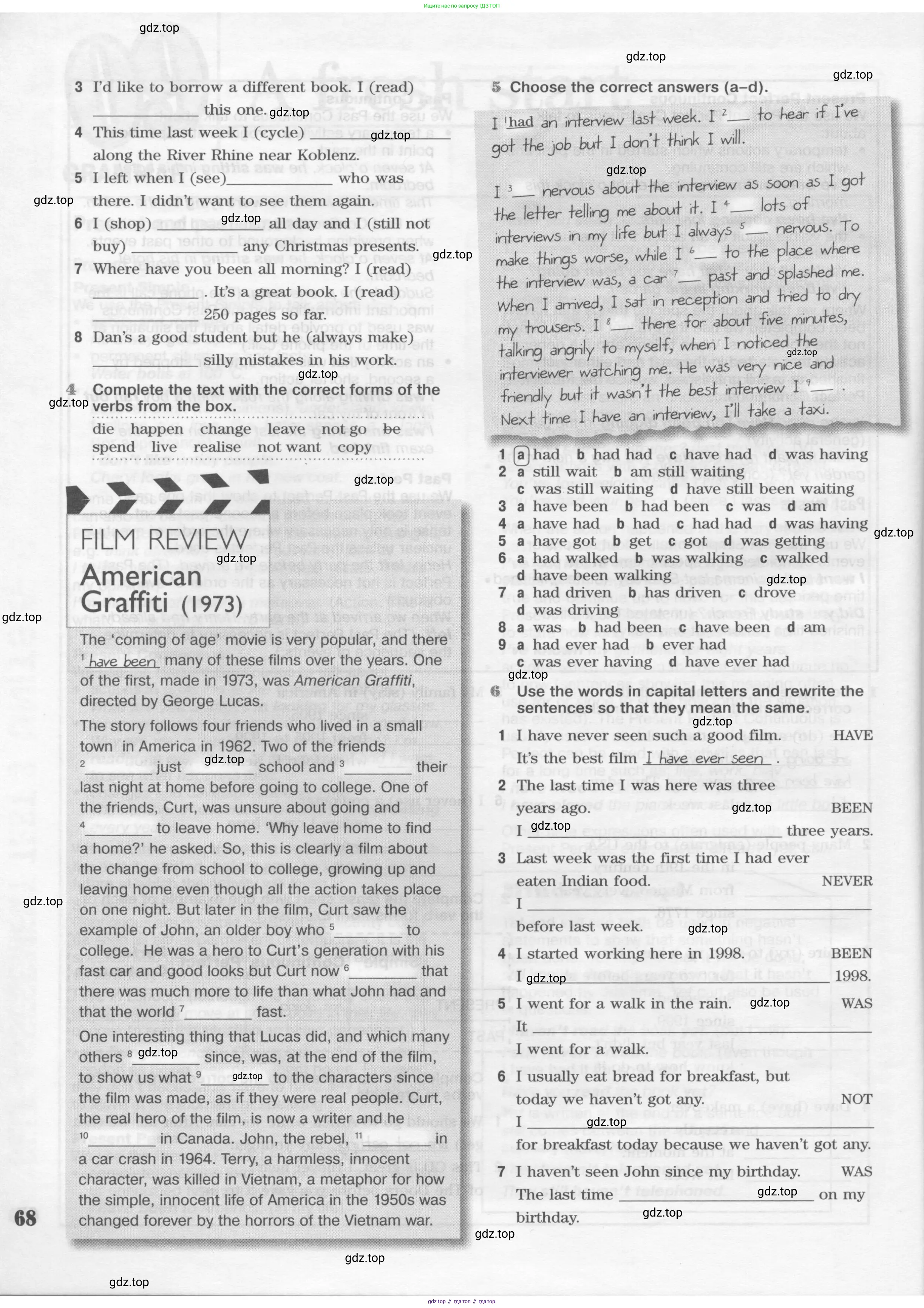 Английский язык (english), 10 класс Рабочая тетрадь (workbook), авторы: Вербицкая Мария Валерьевна (Verbitskaya Maria), Уайт Линдсей (Lindsay White), Фрикер Род (Fricker Rod), Миндрул Ольга Сергеевна (Mindrul Olga), издательство Просвещение, Москва, 2014, зелёного цвета, страница 68