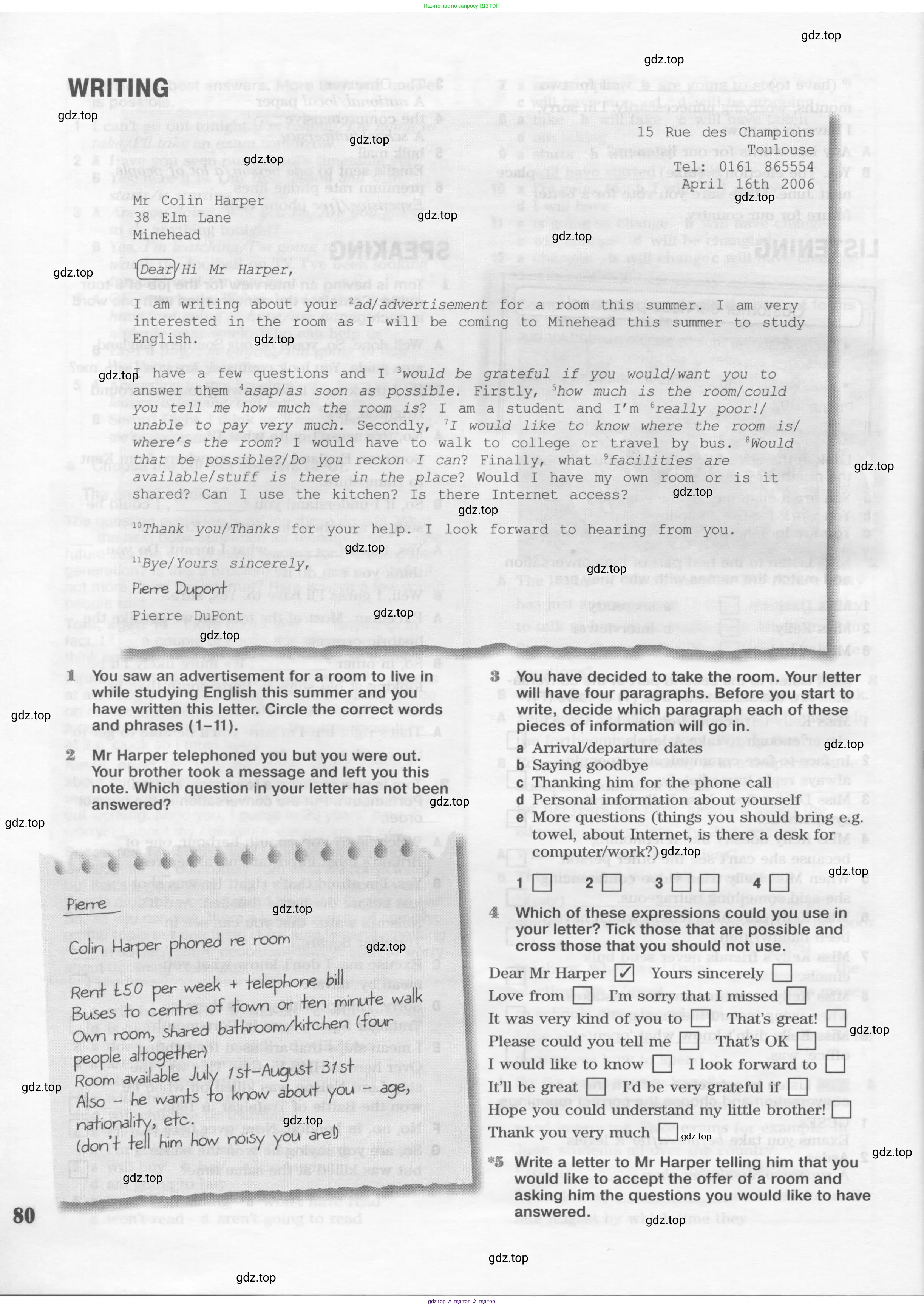 Английский язык (english), 10 класс Рабочая тетрадь (workbook), авторы: Вербицкая Мария Валерьевна (Verbitskaya Maria), Уайт Линдсей (Lindsay White), Фрикер Род (Fricker Rod), Миндрул Ольга Сергеевна (Mindrul Olga), издательство Просвещение, Москва, 2014, зелёного цвета, страница 80