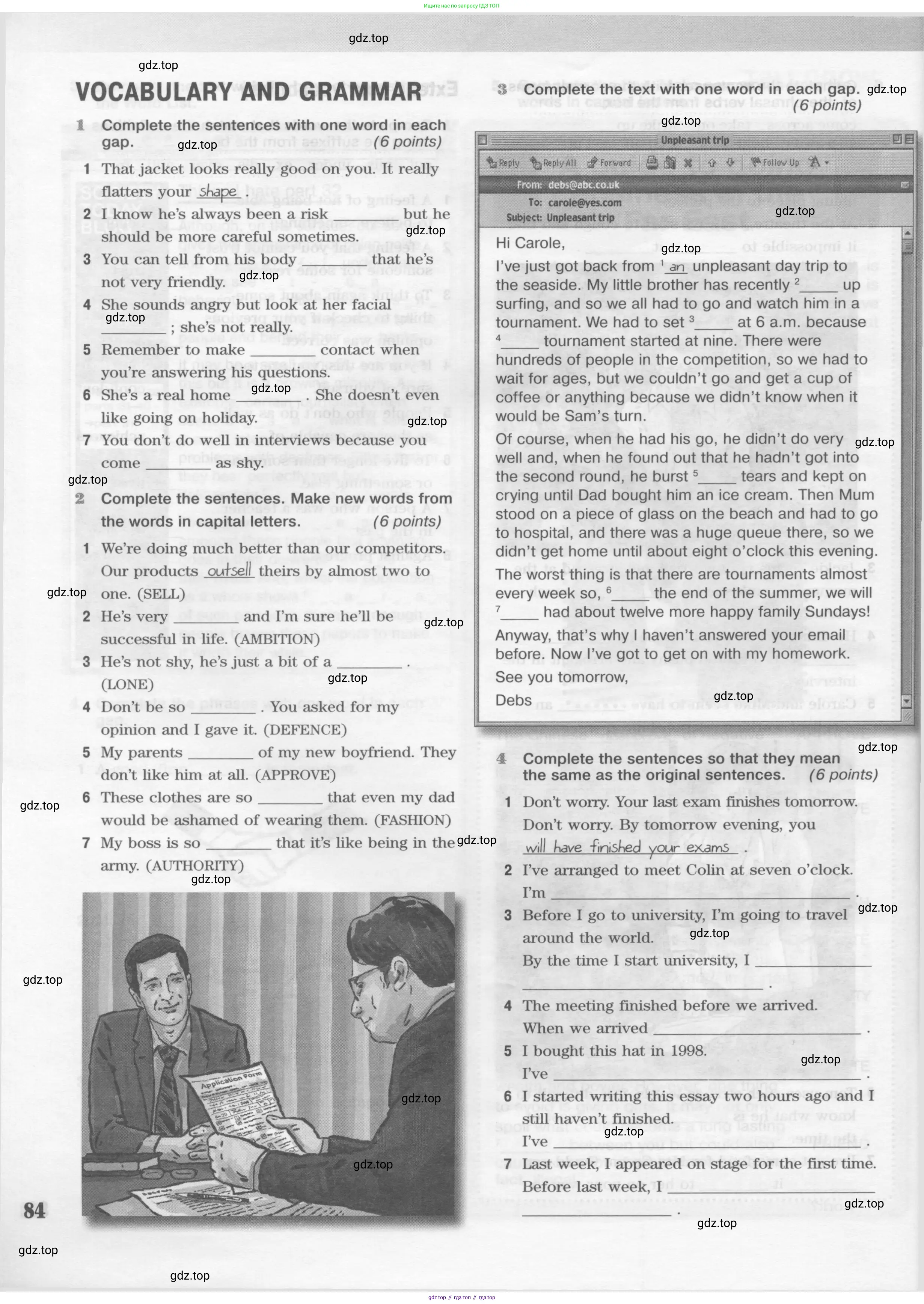 Английский язык (english), 10 класс Рабочая тетрадь (workbook), авторы: Вербицкая Мария Валерьевна (Verbitskaya Maria), Уайт Линдсей (Lindsay White), Фрикер Род (Fricker Rod), Миндрул Ольга Сергеевна (Mindrul Olga), издательство Просвещение, Москва, 2014, зелёного цвета, страница 84