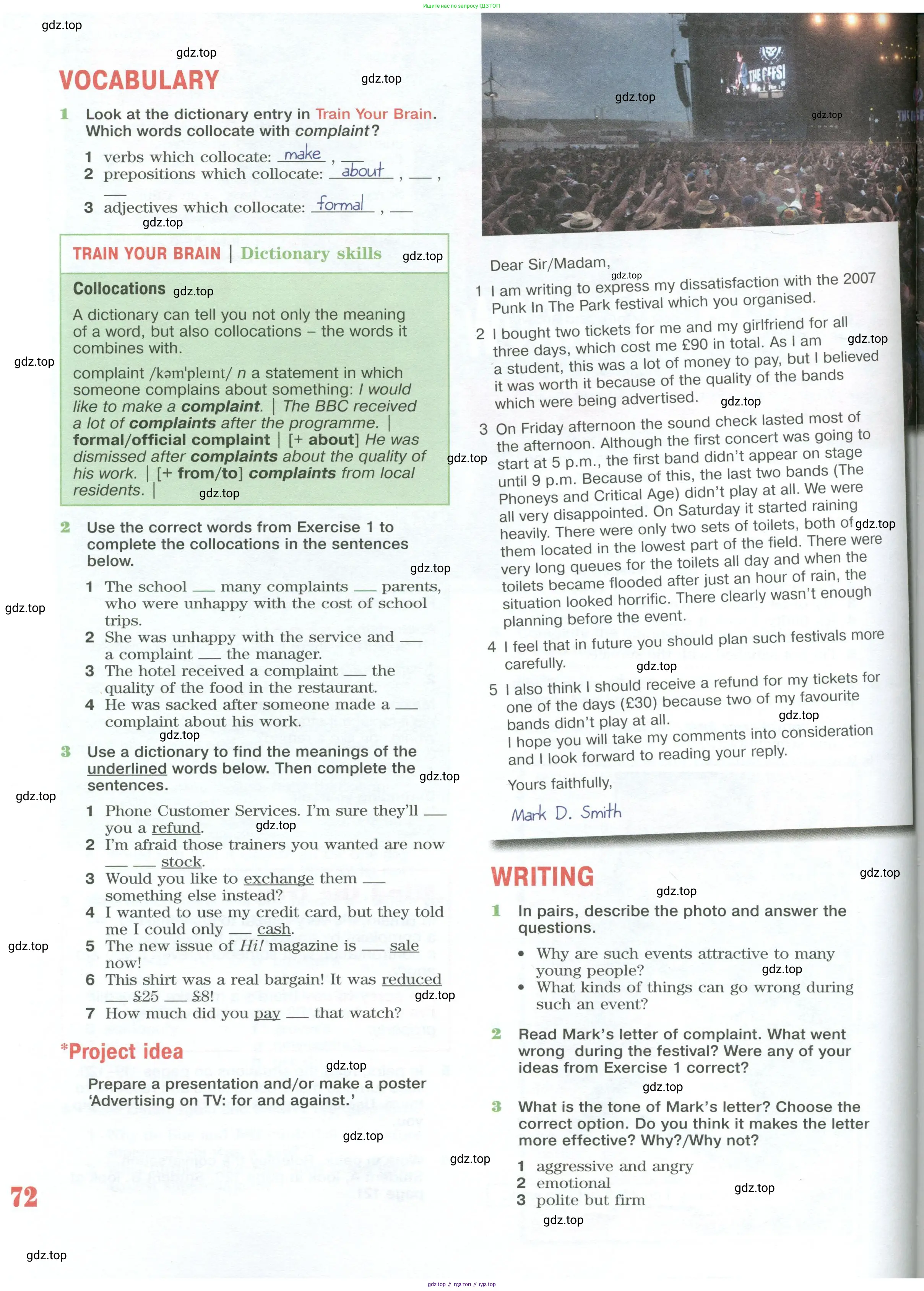 Английский язык (english), 10 класс Учебник (Student's book), авторы: Вербицкая Мария Валерьевна (Verbitskaya Maria), Маккинли Стюарт (McKinlay Stuart), Хастингс Боб (Hastings Bob), Каминс Карр Джейн (Comyns Carr Jane), Парсонс Дженнифер (Parsons Jennifer), Миндрул Ольга Сергеевна (Mindrul Olga), издательство Просвещение, Москва, 2016, белого цвета, страница 72