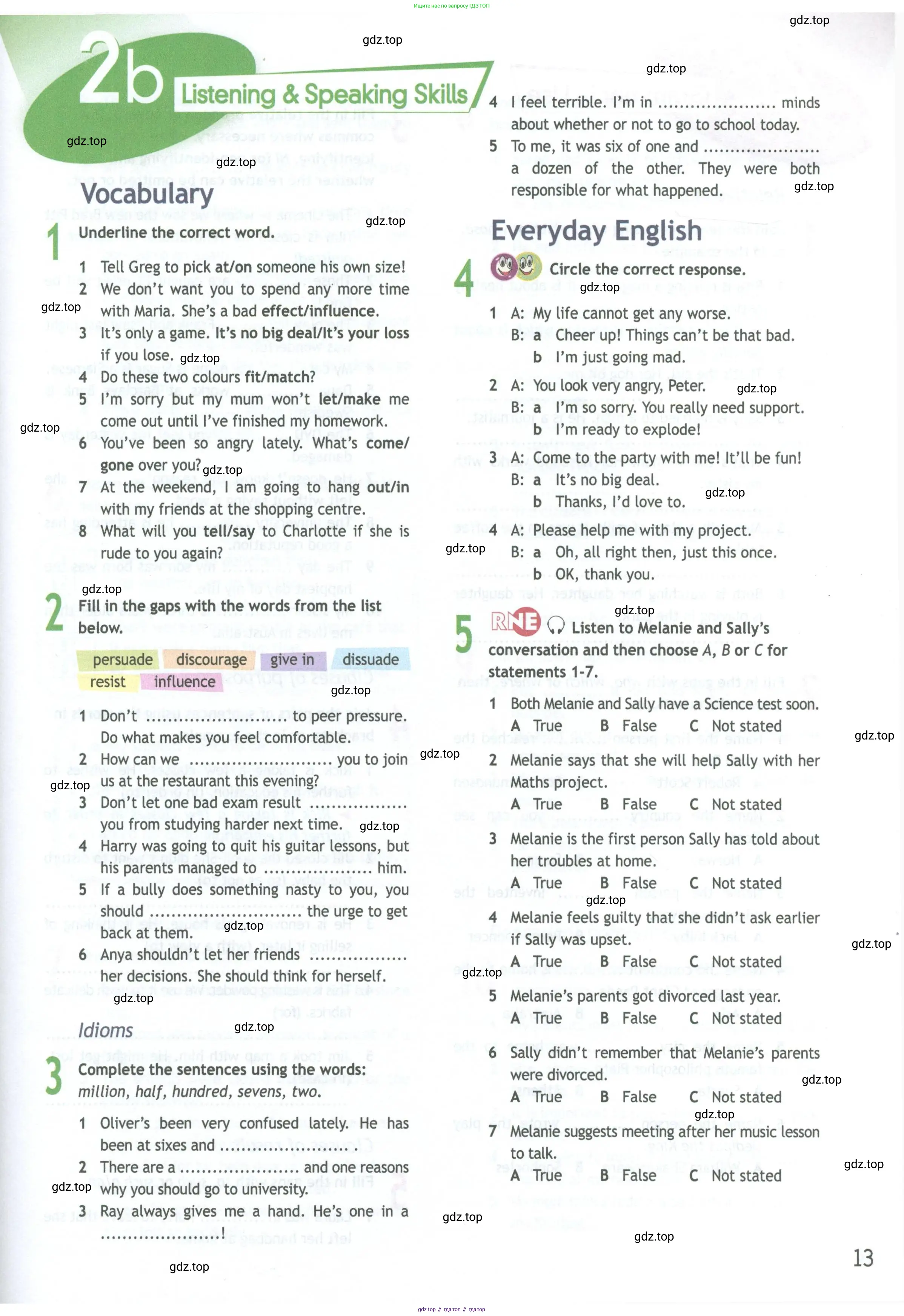 Английский язык (english), 11 класс Рабочая тетрадь (workbook), авторы: Афанасьева Ольга Васильевна (Afanasyeva Olga), Дули Дженни (Dooley Jenny), Михеева Ирина Владимировна (Mikheeva Irina), Оби Боб (Obee Bob), Эванс Вирджиния (Evans Virginia), издательство Просвещение, Москва, 2019, белого цвета, страница 13