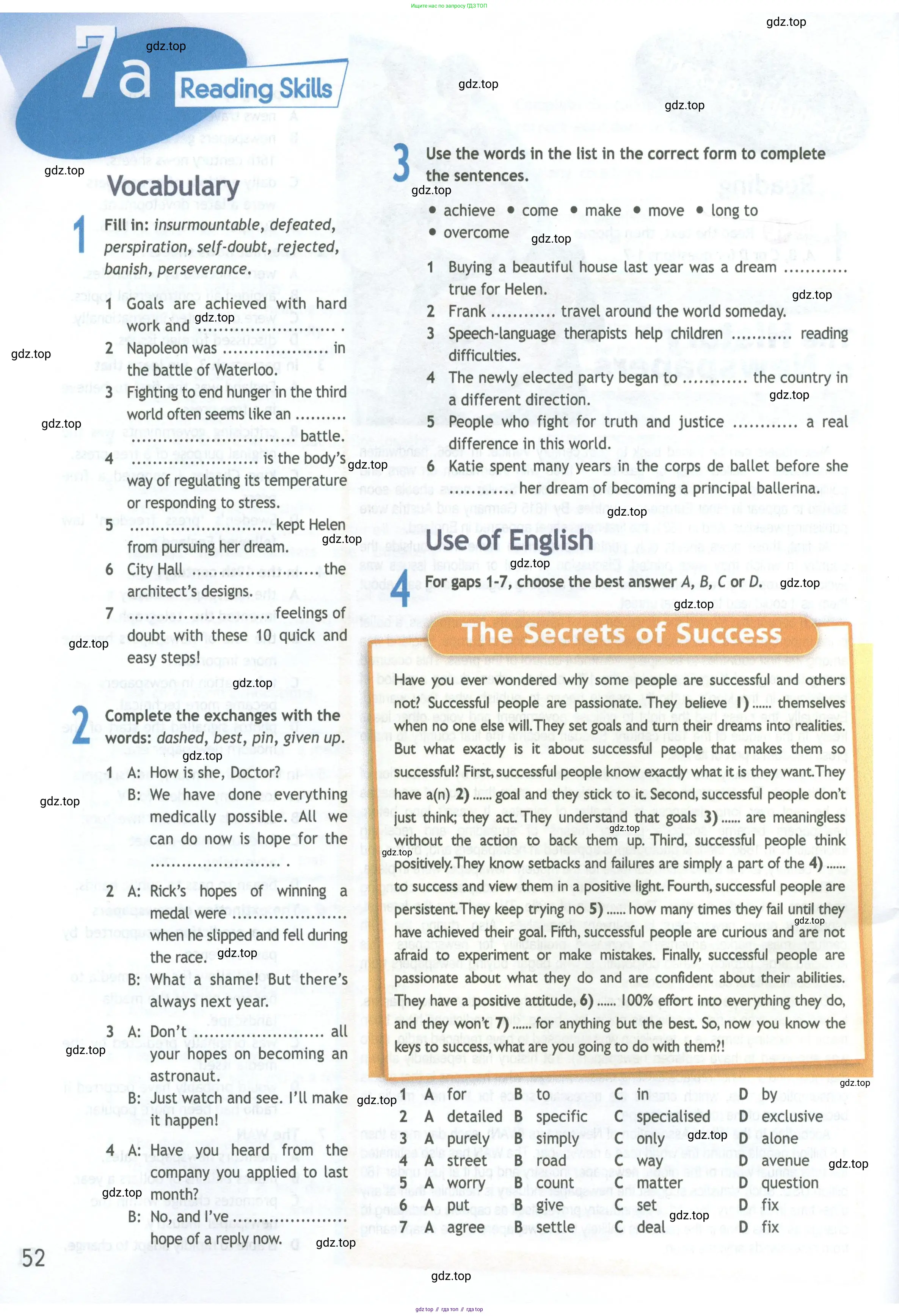 ГДЗ Английский язык (english), 11 класс Рабочая тетрадь (workbook), авторы: Афанасьева Ольга Васильевна (Afanasyeva Olga), Дули Дженни (Dooley Jenny), Михеева Ирина Владимировна (Mikheeva Irina), Оби Боб (Obee Bob), Эванс Вирджиния (Evans Virginia), издательство Просвещение, Москва, 2019, белого цвета, страница 52