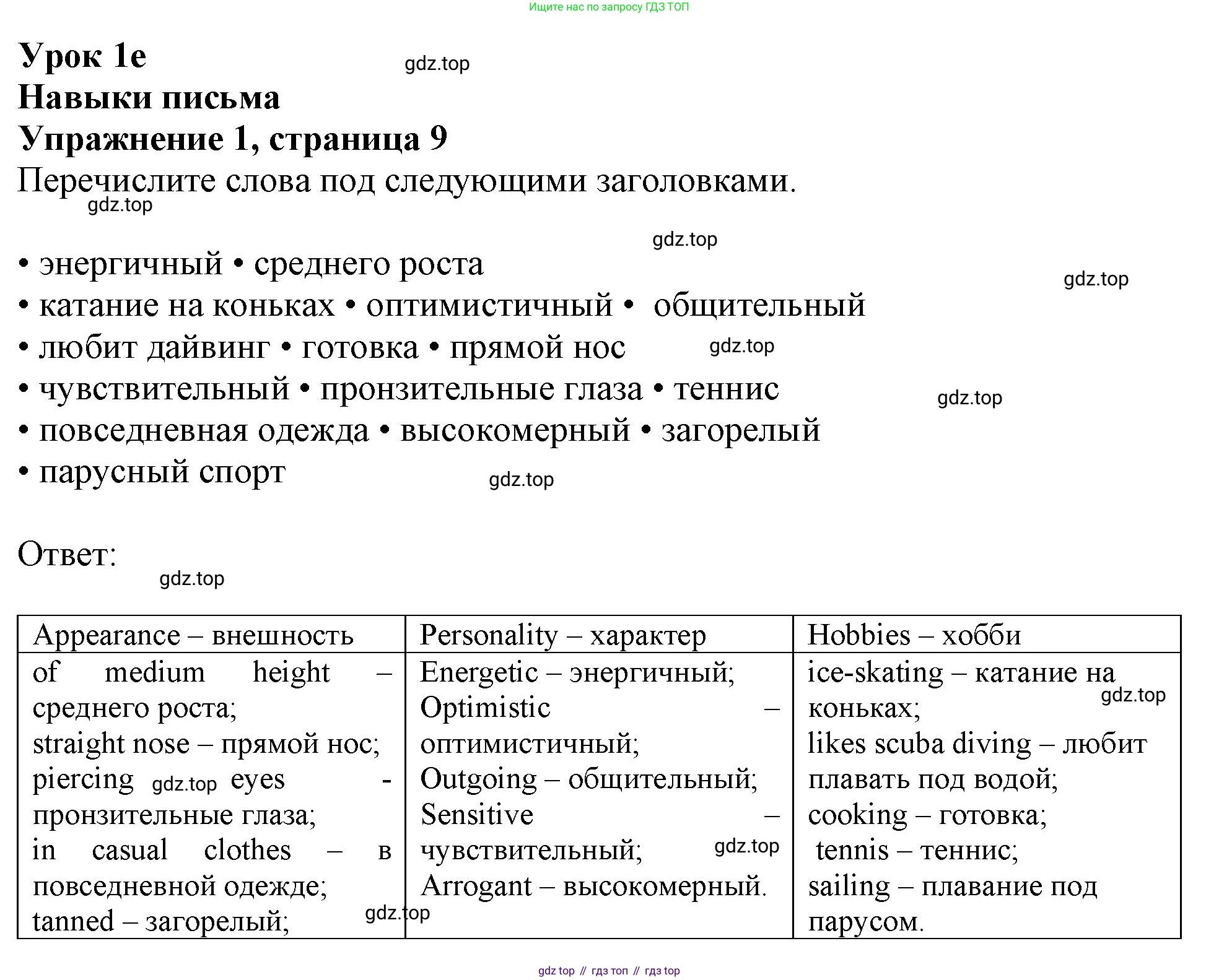 Английский язык (english), 11 класс Рабочая тетрадь (workbook), авторы: Афанасьева Ольга Васильевна (Afanasyeva Olga), Дули Дженни (Dooley Jenny), Михеева Ирина Владимировна (Mikheeva Irina), Оби Боб (Obee Bob), Эванс Вирджиния (Evans Virginia), издательство Просвещение, Москва, 2019, белого цвета, страница 9, номер 1, Решение 1