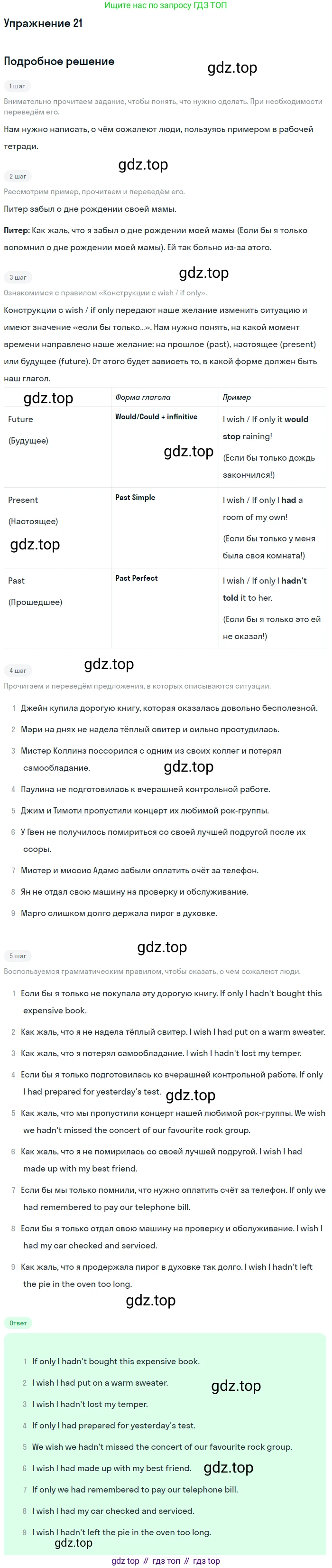 ГДЗ Английский язык (english), 11 класс рабочая тетрадь (activity book), авторы: Афанасьева Ольга Васильевна (Afanasyeva Olga), Михеева Ирина Владимировна (Mikheeva Irina), Баранова Ксения Михайловна (Baranova Ksenia), Мичугина Светлана Викторовна, издательство Просвещение, Москва, 2009, красного цвета, страница 41, номер 21, Решение