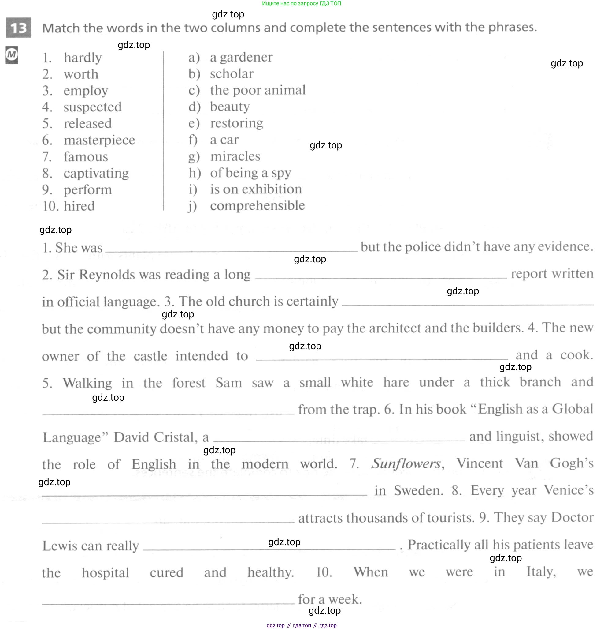 Английский язык (english), 11 класс рабочая тетрадь, авторы: Афанасьева Ольга Васильевна (Afanasyeva Olga), Михеева Ирина Владимировна (Mikheeva Irina), Баранова Ксения Михайловна (Baranova Ksenia), издательство Просвещение, Москва, 2016, белого цвета, страница 57, номер 13, Условие