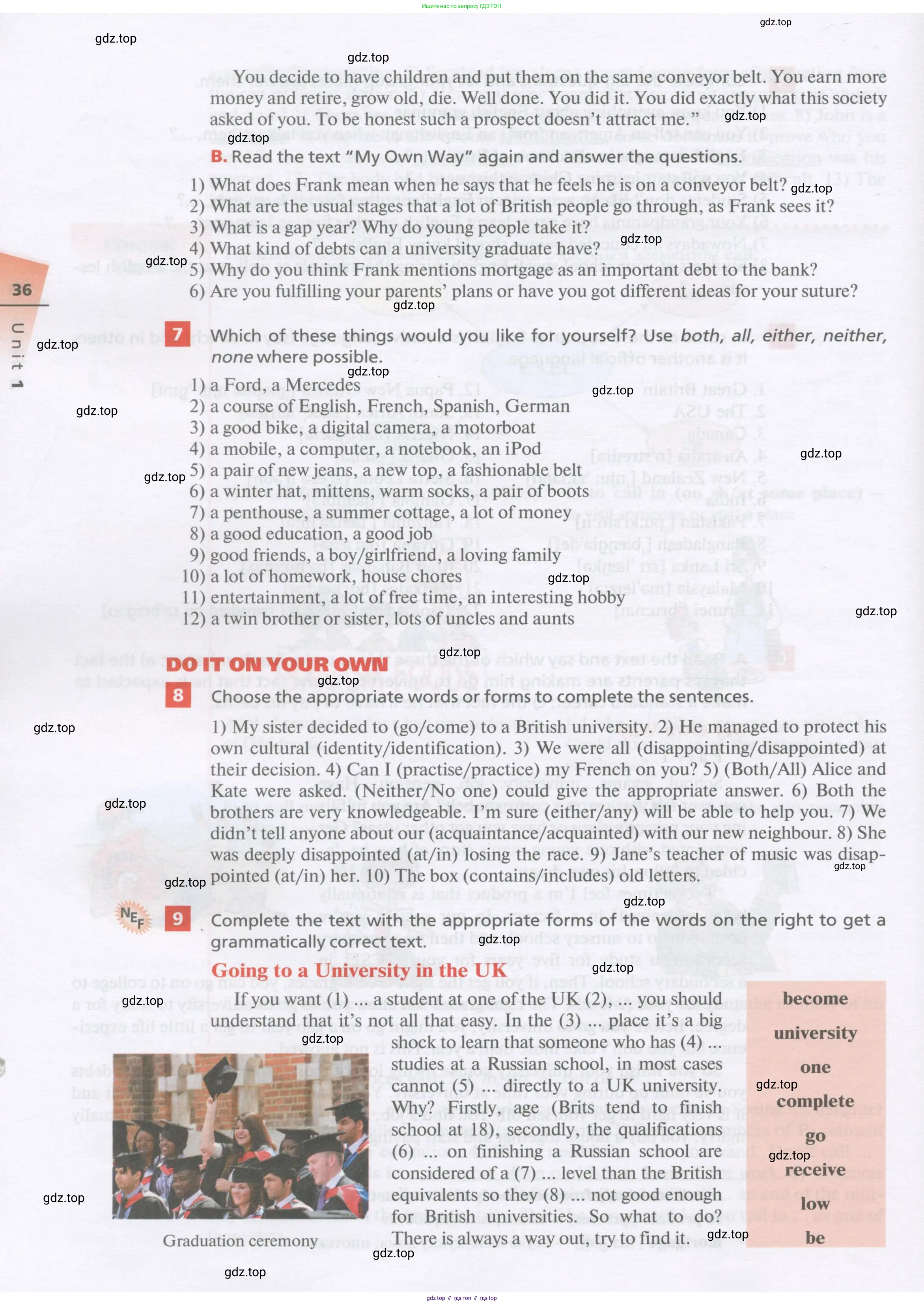 Английский язык (english), 11 класс Учебник, авторы: Афанасьева Ольга Васильевна (Afanasyeva Olga), Михеева Ирина Владимировна (Mikheeva Irina), Баранова Ксения Михайловна (Baranova Ksenia), издательство Просвещение, Москва, 2017, белого цвета, страница 36