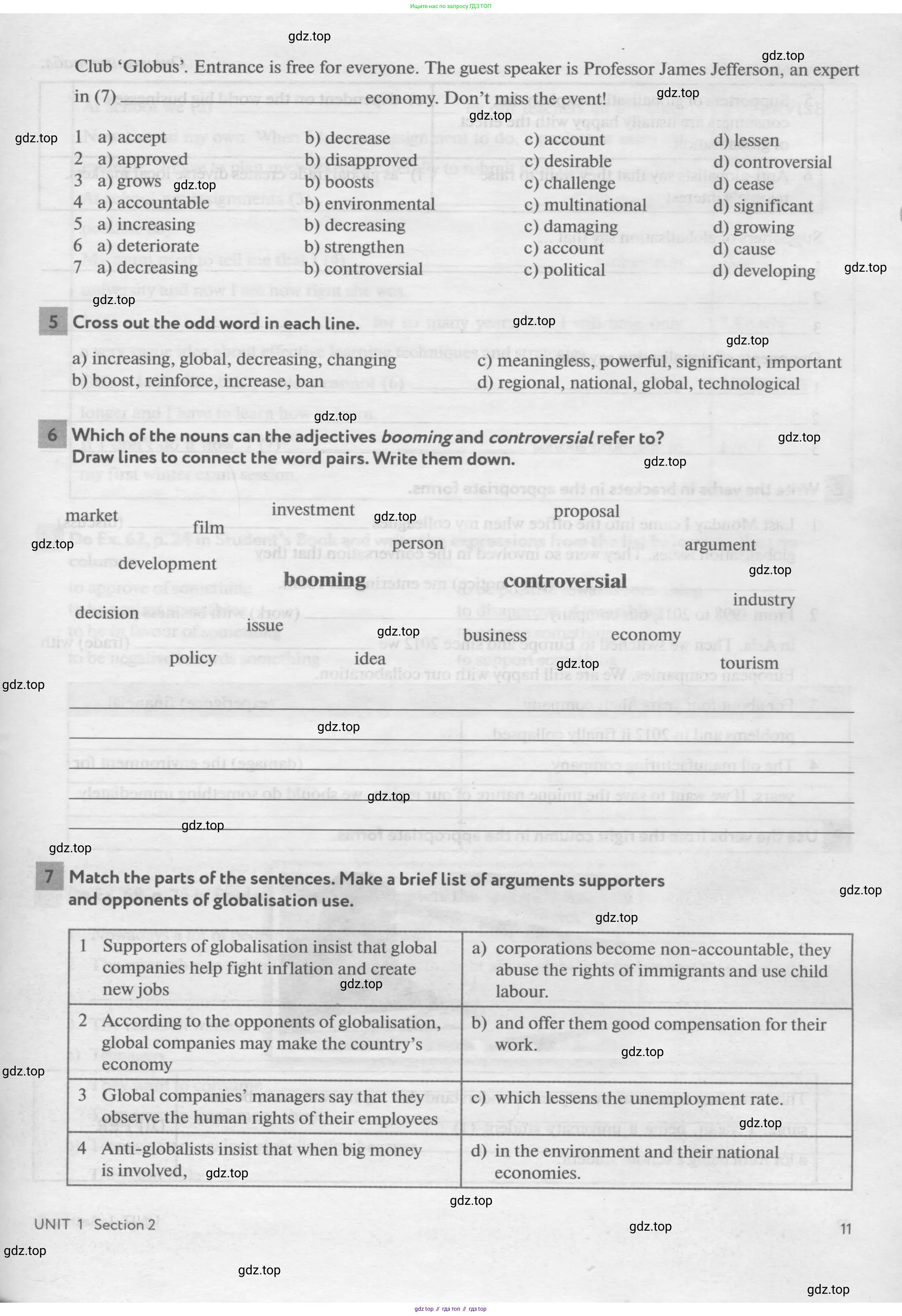 Английский язык (english), 11 класс рабочая тетрадь с контрольными работами (workbook + tests), авторы: Биболетова Мерем Забатовна, Бабушис Елена Евгеньевна, Снежко Надежда Дмитриевна, издательство Просвещение, Москва, 2017, жёлтого цвета, страница 11