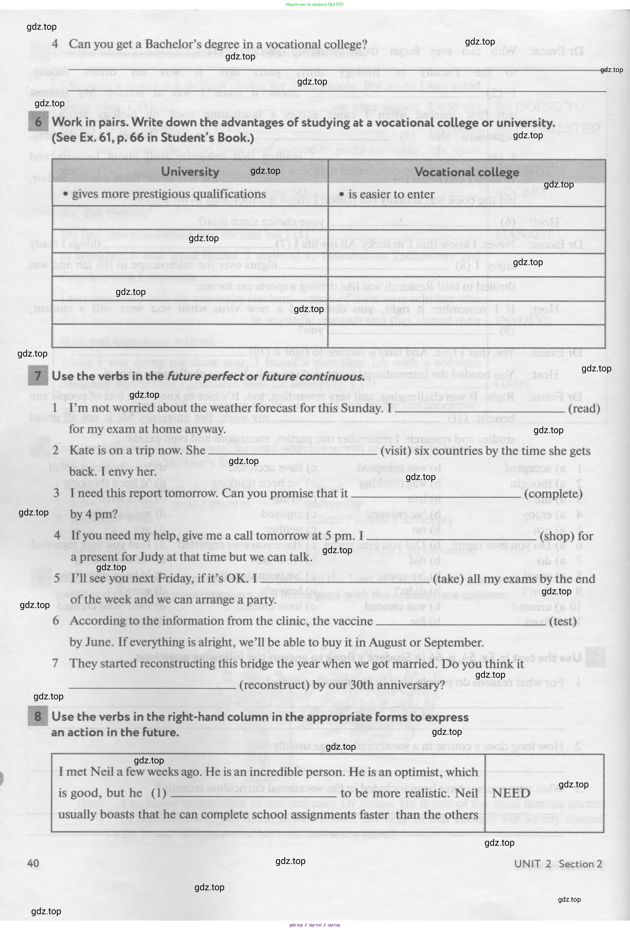 Английский язык (english), 11 класс рабочая тетрадь с контрольными работами (workbook + tests), авторы: Биболетова Мерем Забатовна, Бабушис Елена Евгеньевна, Снежко Надежда Дмитриевна, издательство Просвещение, Москва, 2017, жёлтого цвета, страница 40