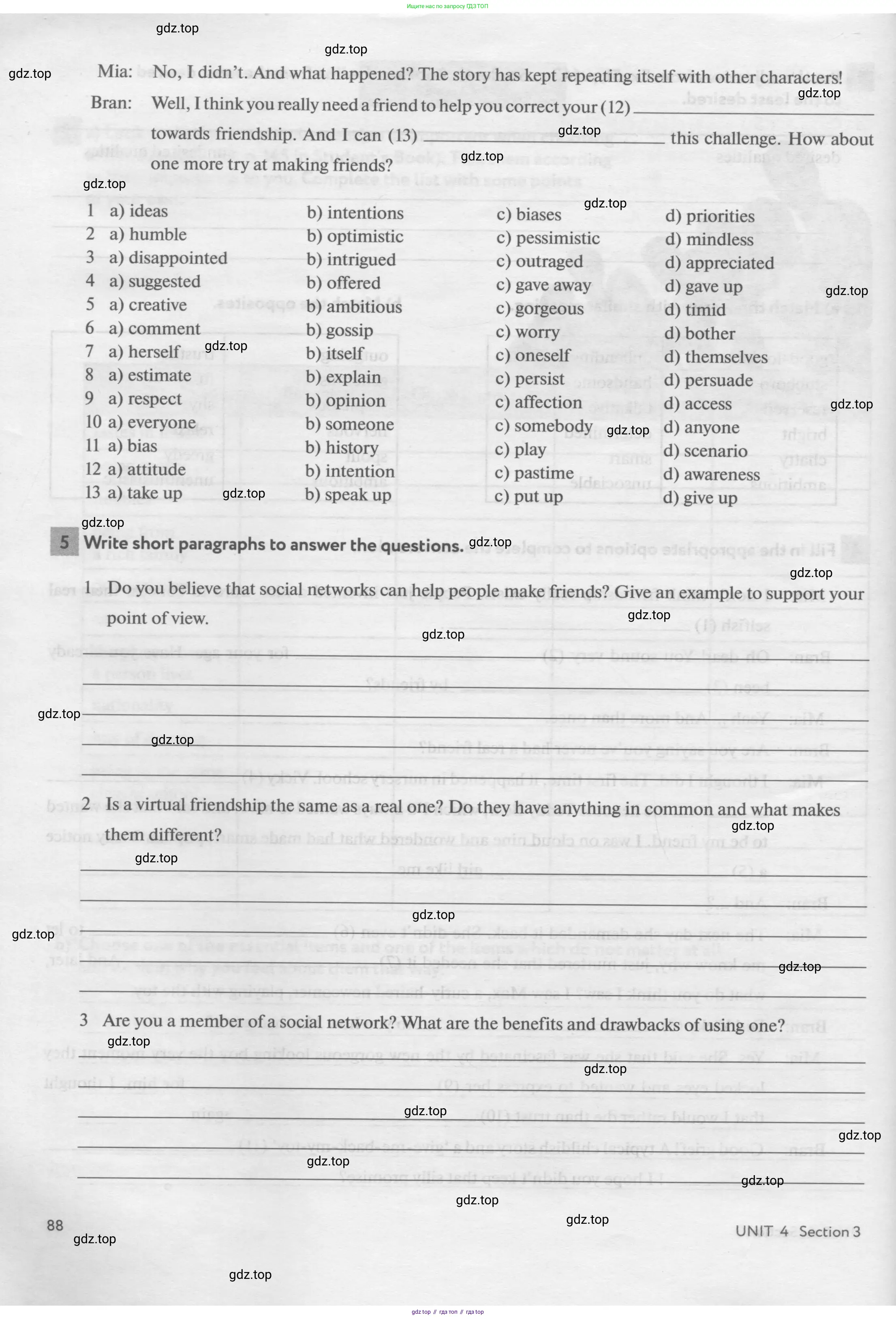 Английский язык (english), 11 класс рабочая тетрадь с контрольными работами (workbook + tests), авторы: Биболетова Мерем Забатовна, Бабушис Елена Евгеньевна, Снежко Надежда Дмитриевна, издательство Просвещение, Москва, 2017, жёлтого цвета, страница 88