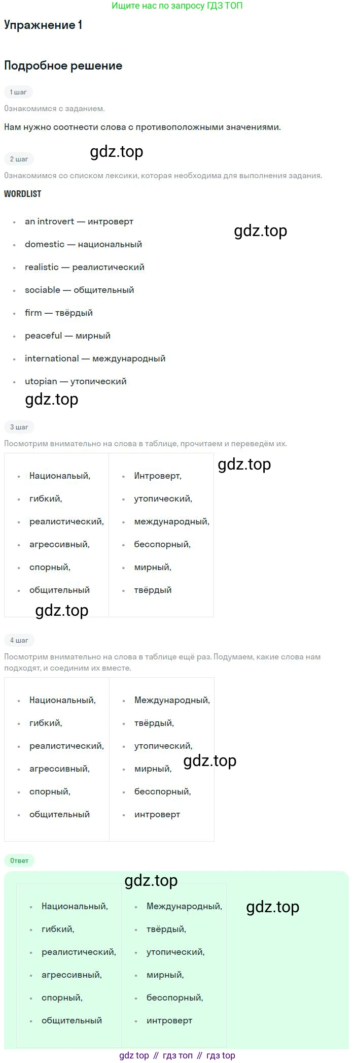 ГДЗ Английский язык (english), 11 класс рабочая тетрадь с контрольными работами (workbook + tests), авторы: Биболетова Мерем Забатовна, Бабушис Елена Евгеньевна, Снежко Надежда Дмитриевна, издательство Просвещение, Москва, 2017, жёлтого цвета, страница 20, номер 1, Решение