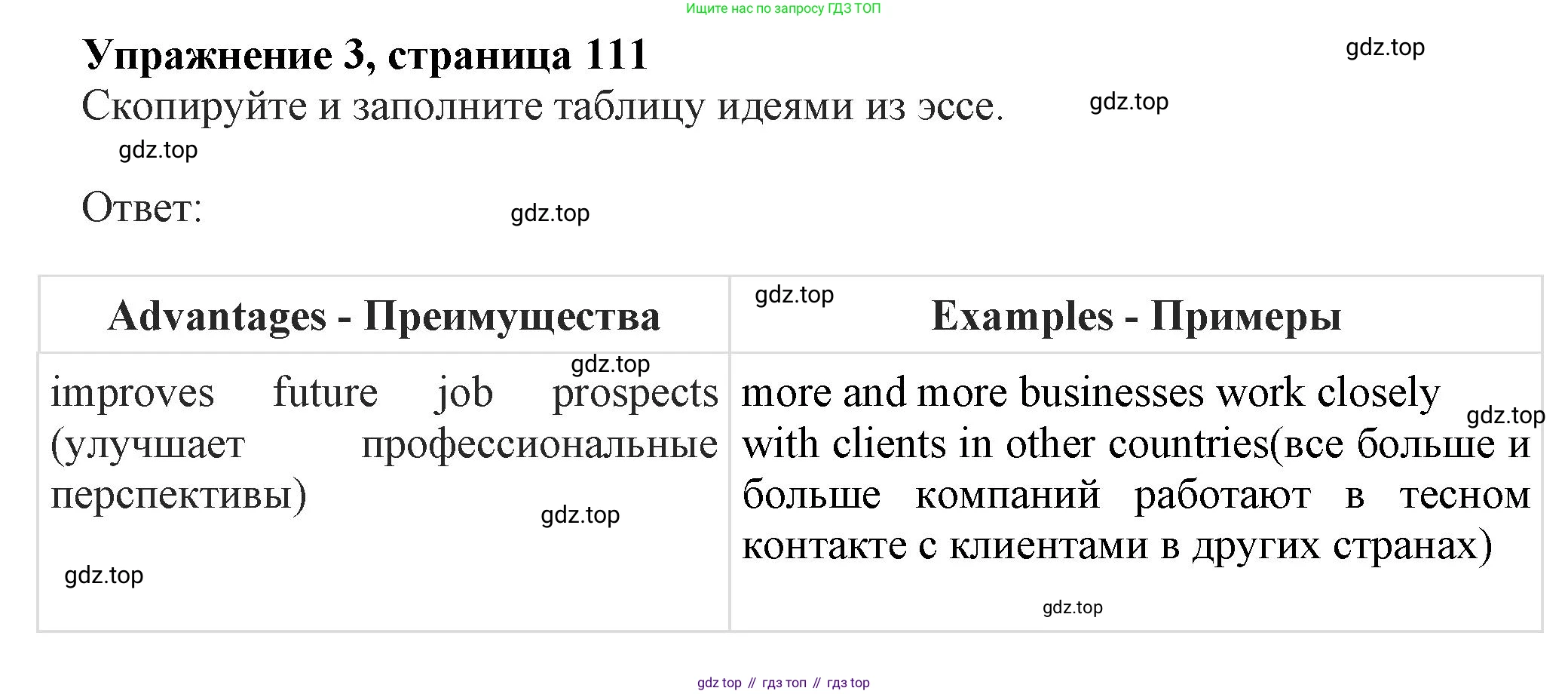 ГДЗ Английский язык (english), 11 класс Учебник (Student's book), авторы: Афанасьева Ольга Васильевна (Afanasyeva Olga), Дули Дженни (Dooley Jenny), Михеева Ирина Владимировна (Mikheeva Irina), Оби Боб (Obee Bob), Эванс Вирджиния (Evans Virginia), издательство Просвещение, Москва, 2019, страница 111, номер 3, Решение 1