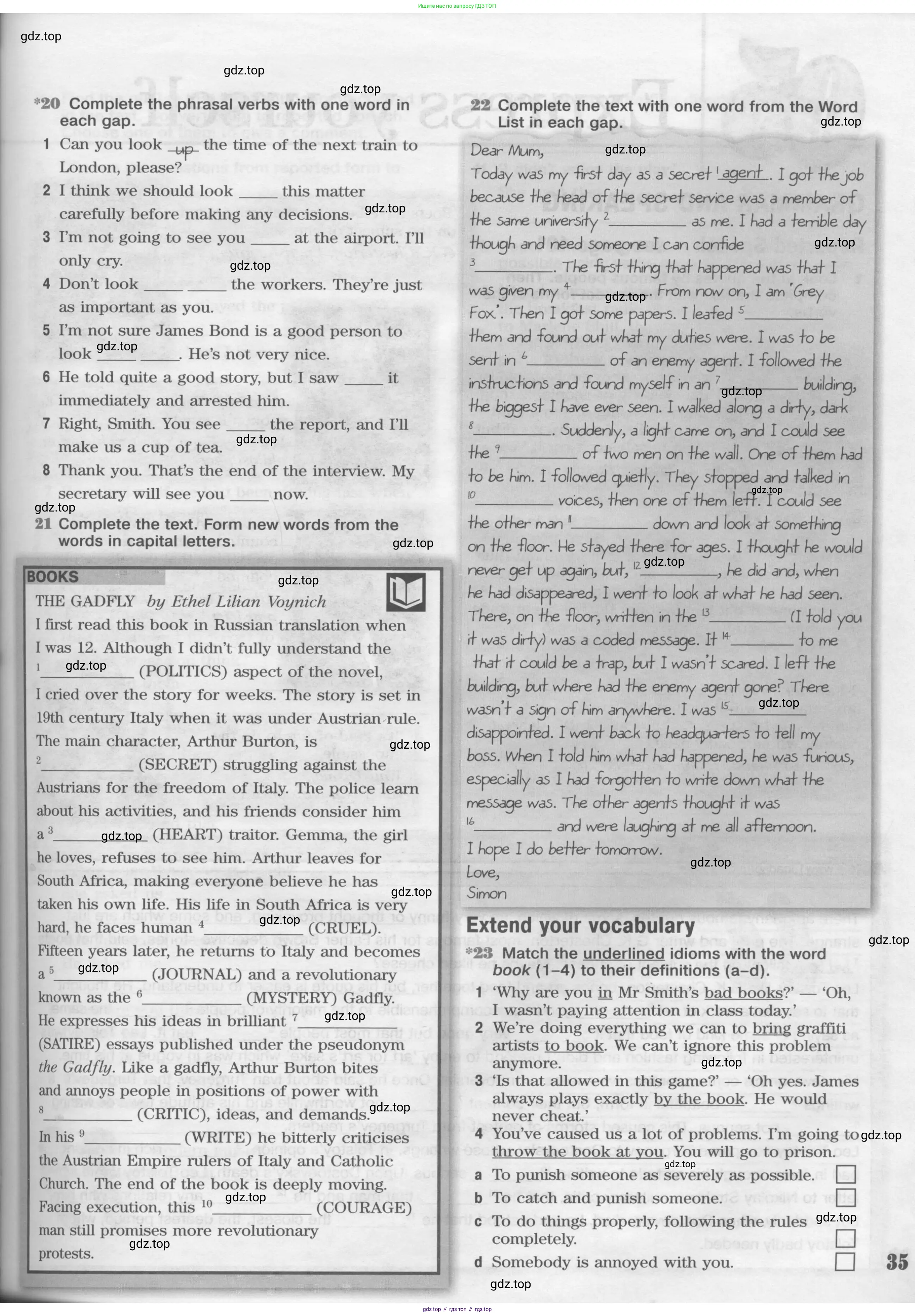 Английский язык (english), 11 класс Рабочая тетрадь (workbook), авторы: Вербицкая Мария Валерьевна (Verbitskaya Maria), Фрикер Род (Fricker Rod), Миндрул Ольга Сергеевна (Mindrul Olga), издательство Просвещение, Москва, 2016, страница 35