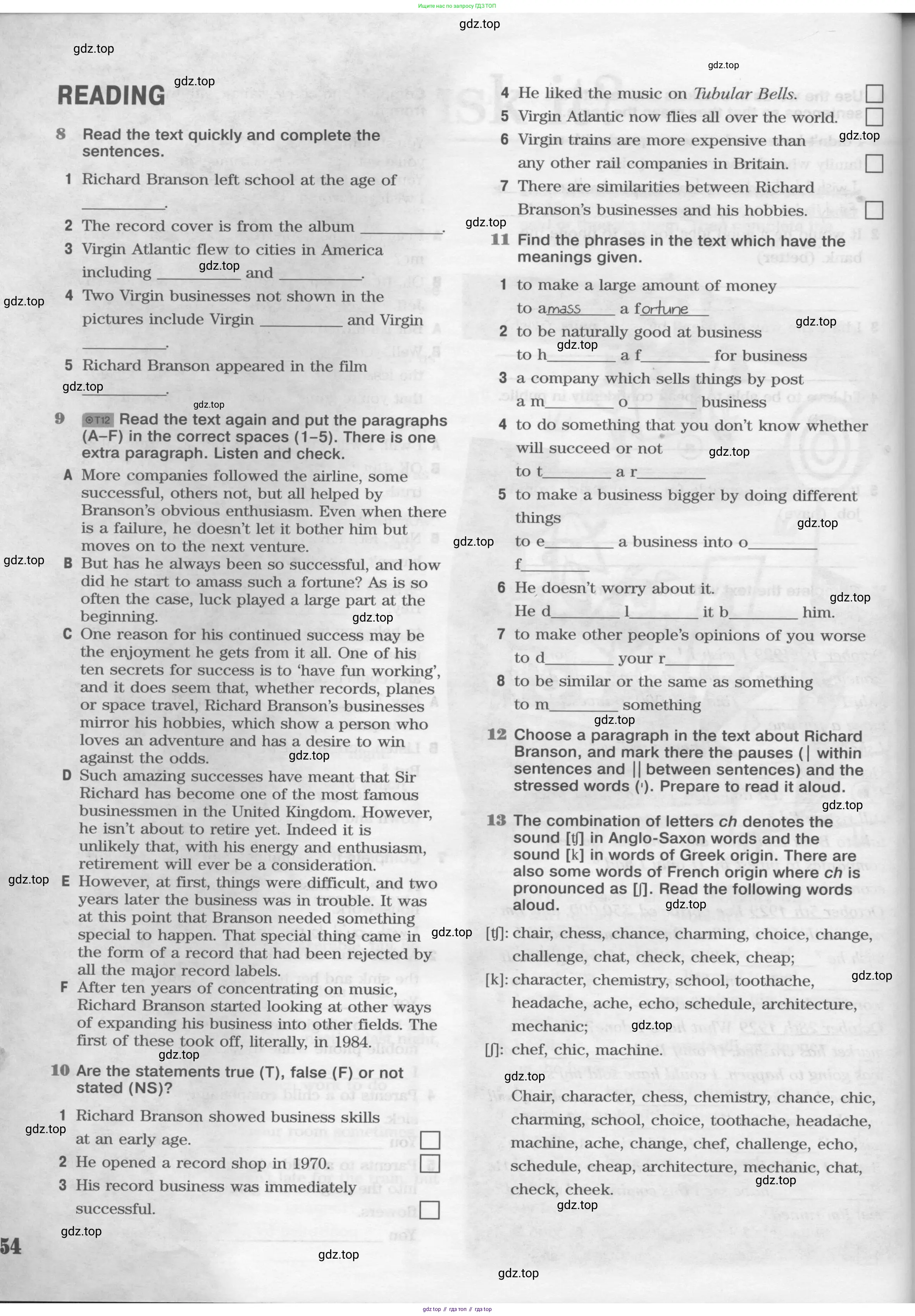 Английский язык (english), 11 класс Рабочая тетрадь (workbook), авторы: Вербицкая Мария Валерьевна (Verbitskaya Maria), Фрикер Род (Fricker Rod), Миндрул Ольга Сергеевна (Mindrul Olga), издательство Просвещение, Москва, 2016, страница 54