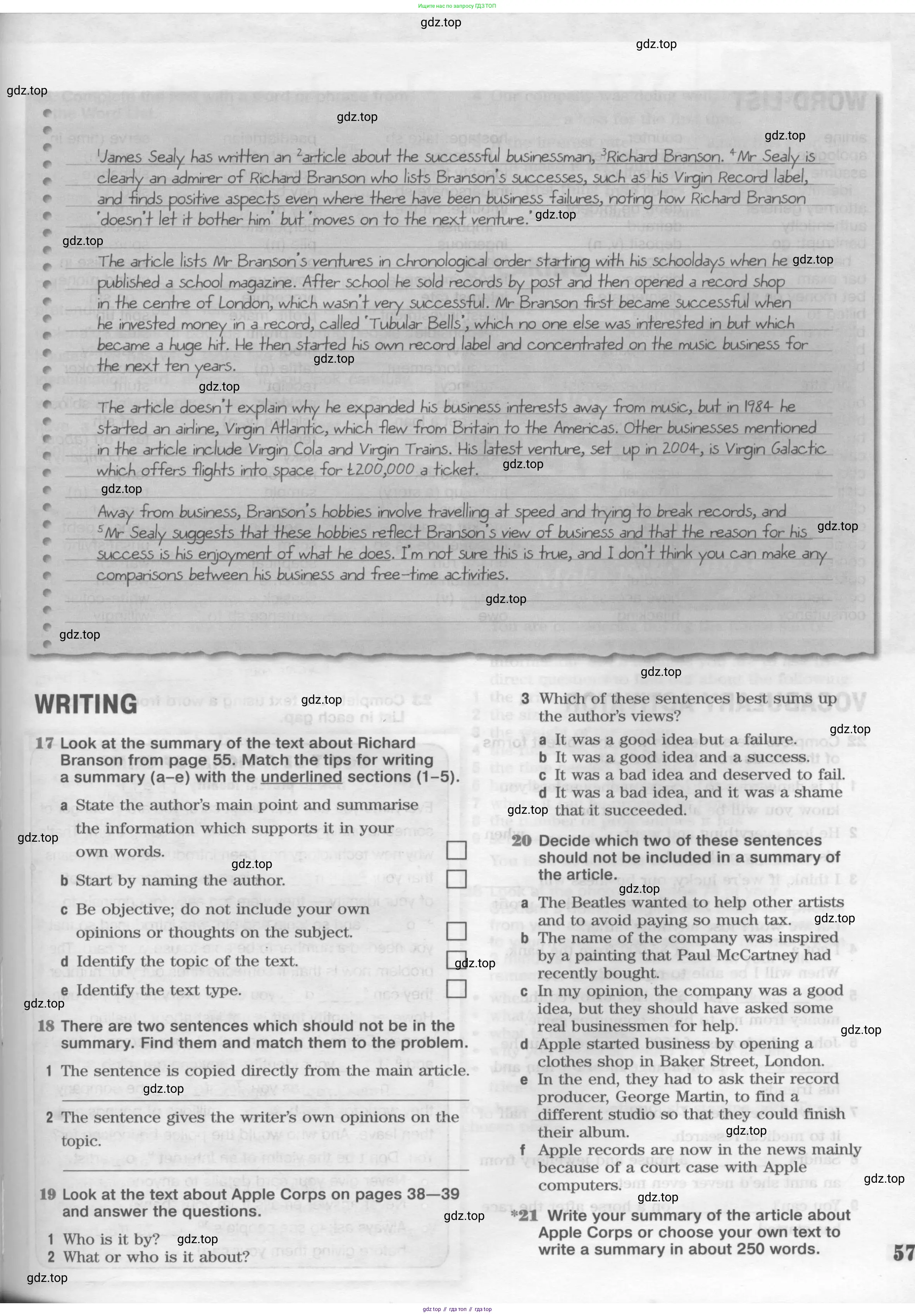 ГДЗ Английский язык (english), 11 класс Рабочая тетрадь (workbook), авторы: Вербицкая Мария Валерьевна (Verbitskaya Maria), Фрикер Род (Fricker Rod), Миндрул Ольга Сергеевна (Mindrul Olga), издательство Просвещение, Москва, 2016, страница 57