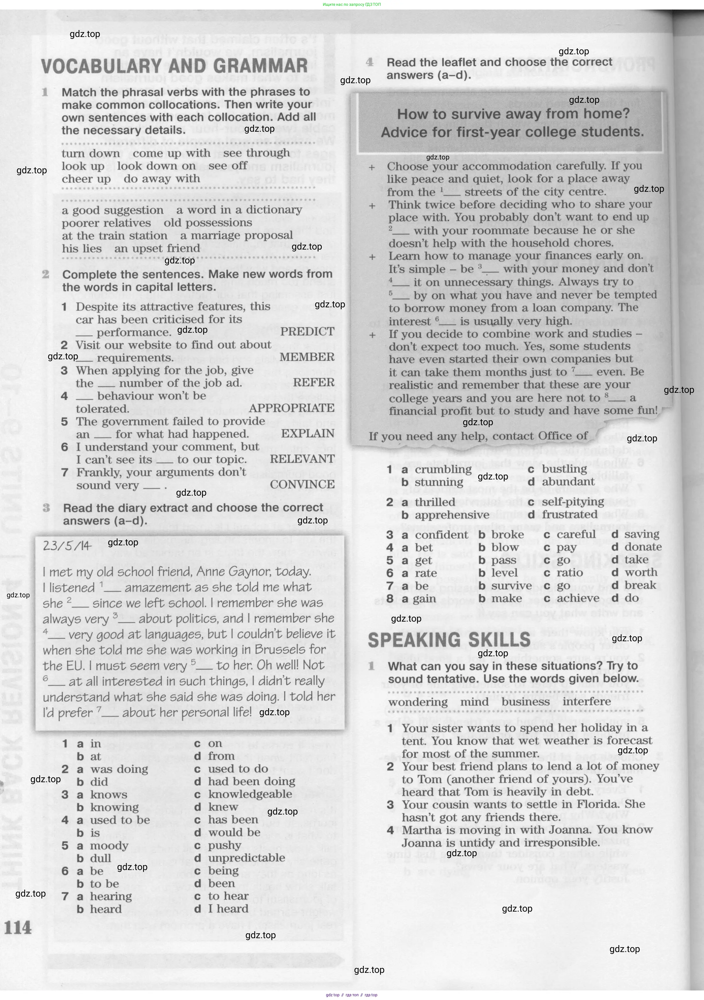 Английский язык (english), 11 класс Учебник (Student's book), авторы: Вербицкая Мария Валерьевна (Verbitskaya Maria), Каминс Карр Джейн (Comyns Carr Jane), Парсонс Дженнифер (Parsons Jennifer), Миндрул Ольга Сергеевна (Mindrul Olga), издательство Просвещение, Москва, 2015, голубого цвета, страница 114