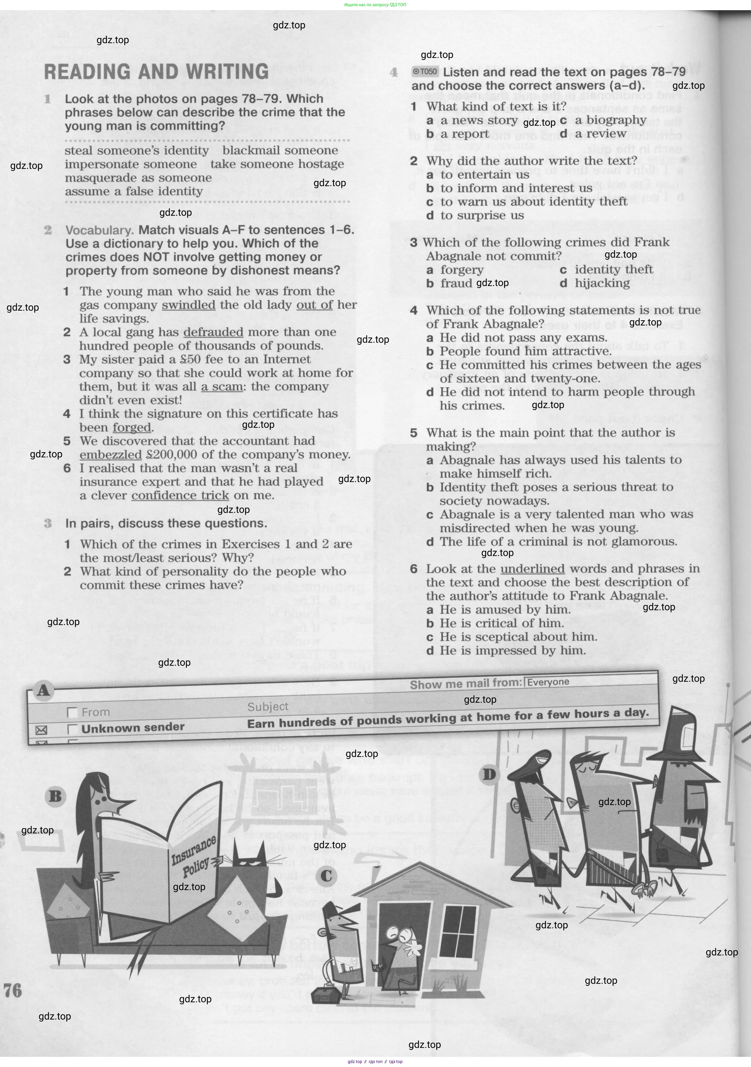 Английский язык (english), 11 класс Учебник (Student's book), авторы: Вербицкая Мария Валерьевна (Verbitskaya Maria), Каминс Карр Джейн (Comyns Carr Jane), Парсонс Дженнифер (Parsons Jennifer), Миндрул Ольга Сергеевна (Mindrul Olga), издательство Просвещение, Москва, 2015, голубого цвета, страница 76