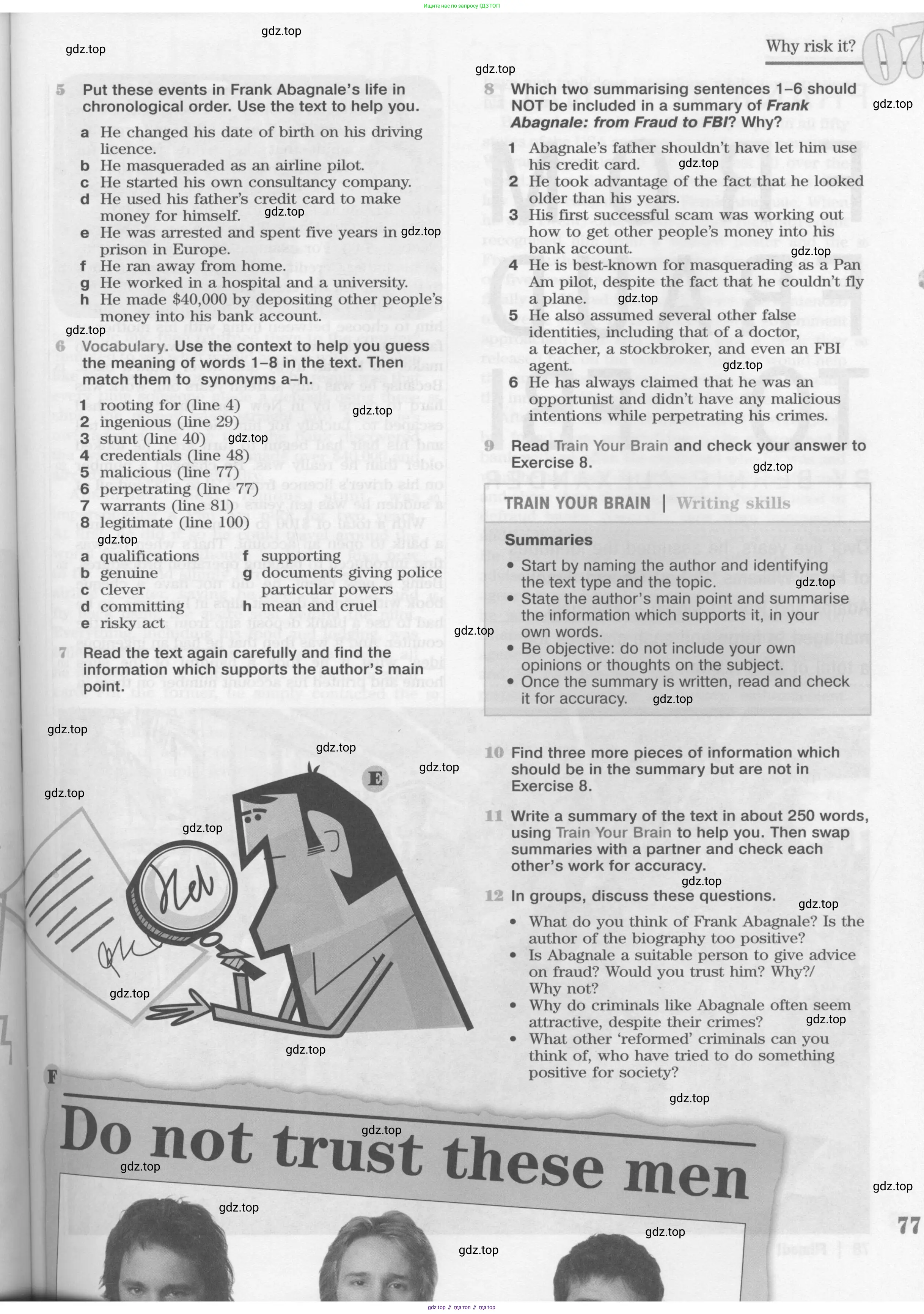 Английский язык (english), 11 класс Учебник (Student's book), авторы: Вербицкая Мария Валерьевна (Verbitskaya Maria), Каминс Карр Джейн (Comyns Carr Jane), Парсонс Дженнифер (Parsons Jennifer), Миндрул Ольга Сергеевна (Mindrul Olga), издательство Просвещение, Москва, 2015, голубого цвета, страница 77