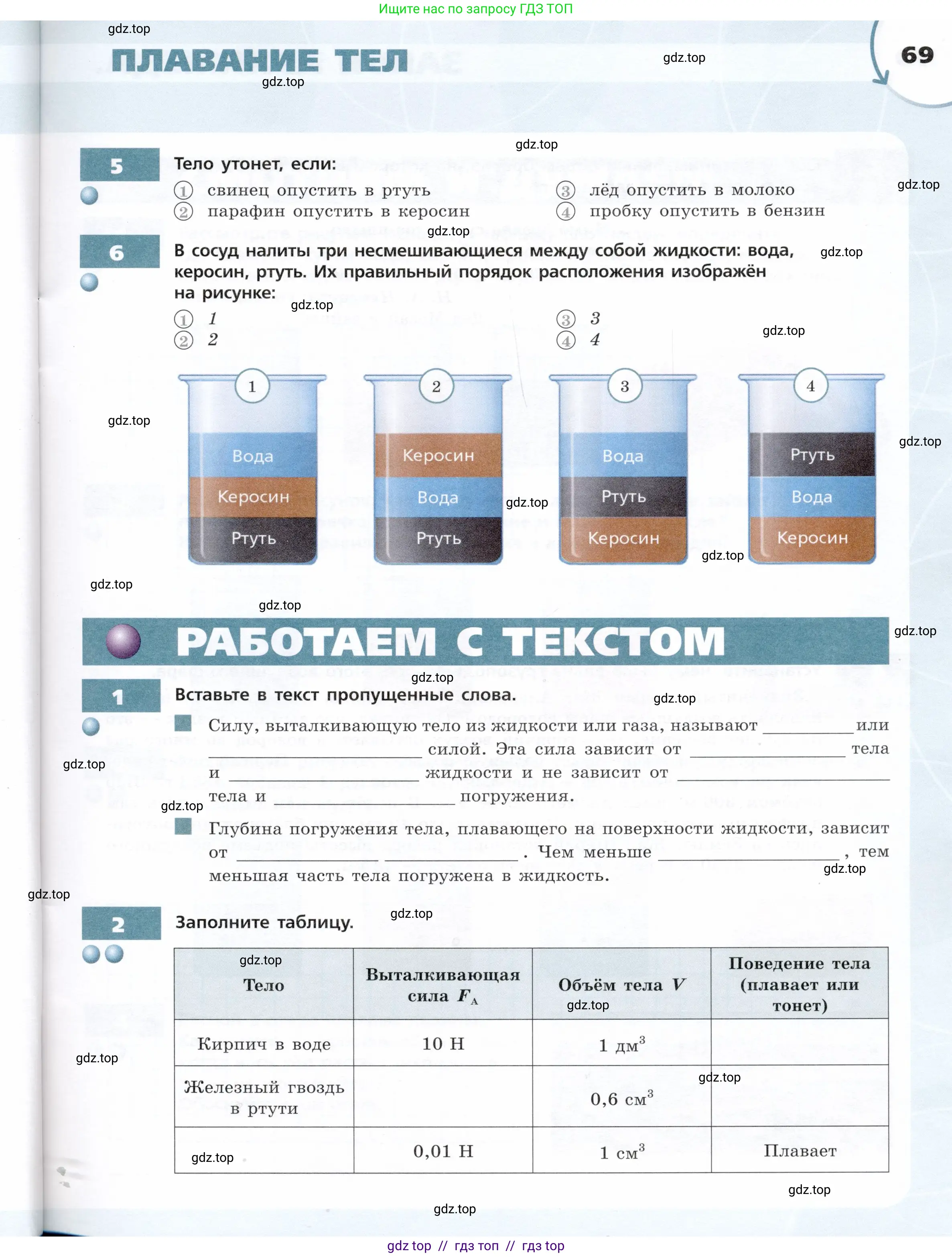 Физика, 7 класс Тетрадь-тренажёр, авторы: Артеменков Денис Александрович, Белага Виктория Владимировна, Воронцова Наталия Игоревна, Ломаченков Иван Алексеевич, Панебратцев Юрий Анатольевич, издательство Просвещение, Москва, 2024, страница 69
